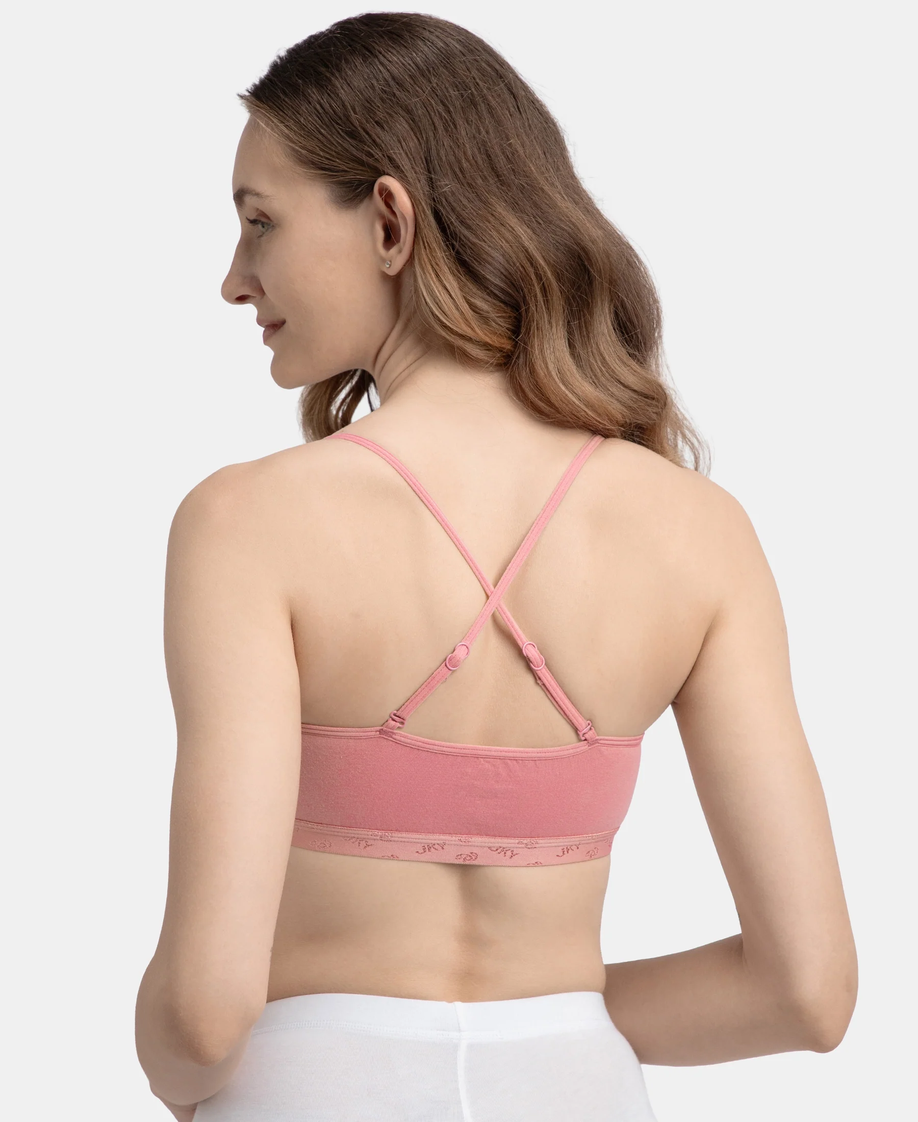 Super Combed Cotton Elastane Stretch Multiway Styled Crop Top With Adjustable Straps and StayFresh Treatment - Rose - Image 8