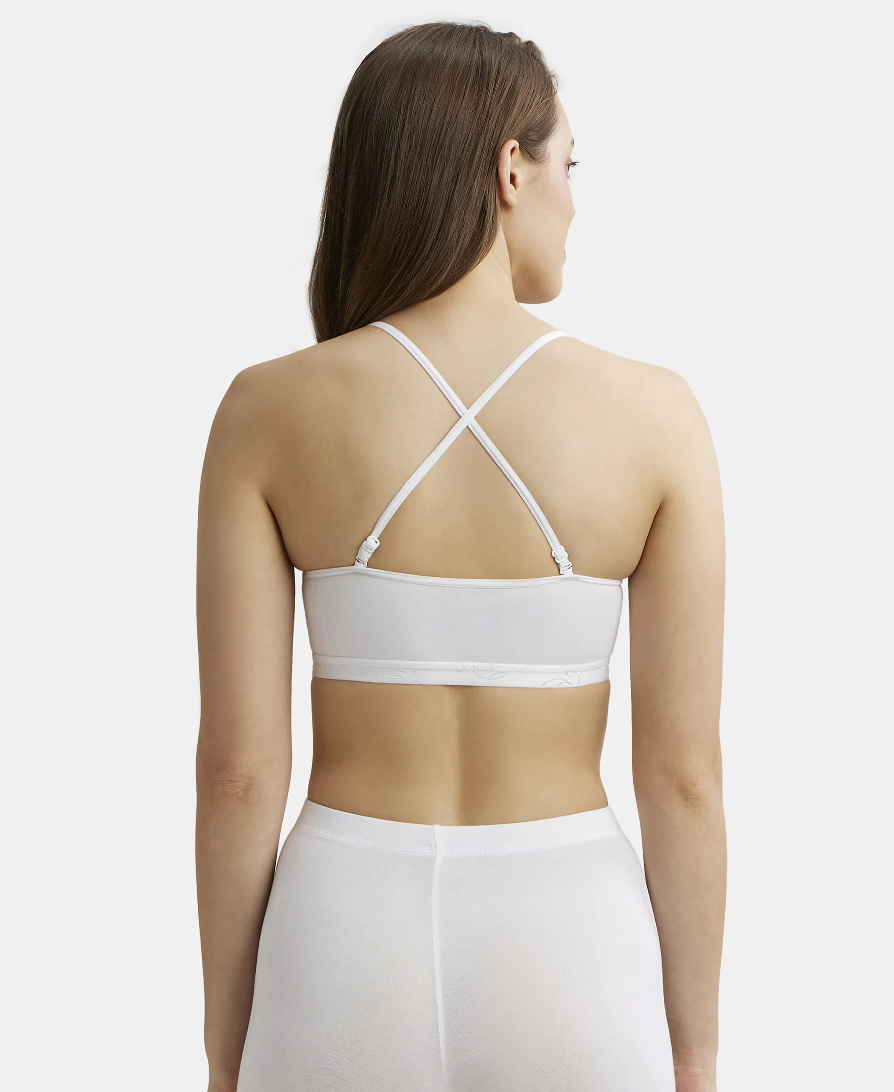 Super Combed Cotton Elastane Stretch Multiway Styled Crop Top With Adjustable Straps and StayFresh Treatment - White - Image 3