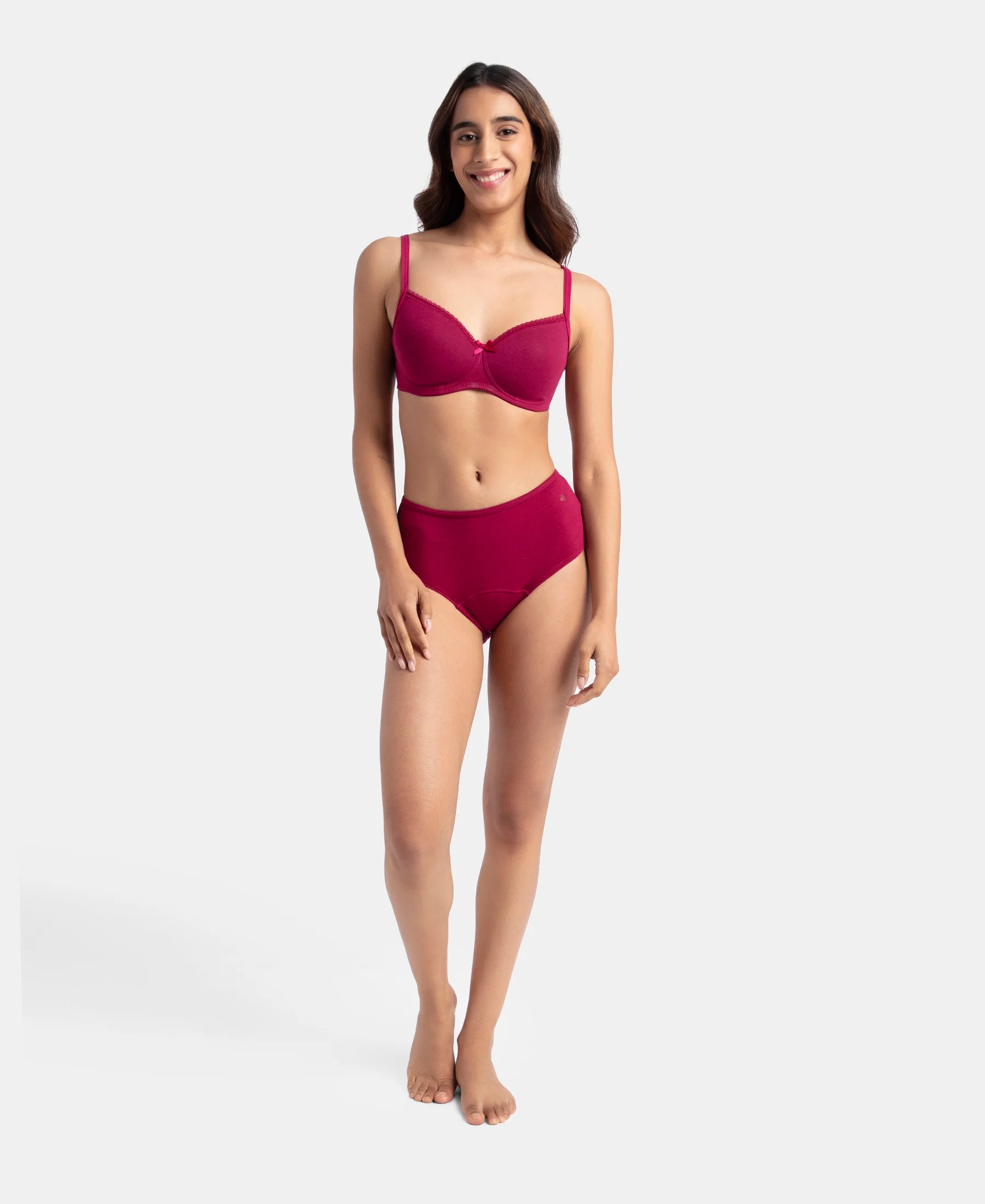 Super Combed Cotton Elastane Stretch Period Panty with Leak Proof Inner Absorbent Layer and StayFresh Treatment - Black & Beet Red (Pack of 2) - Image 4