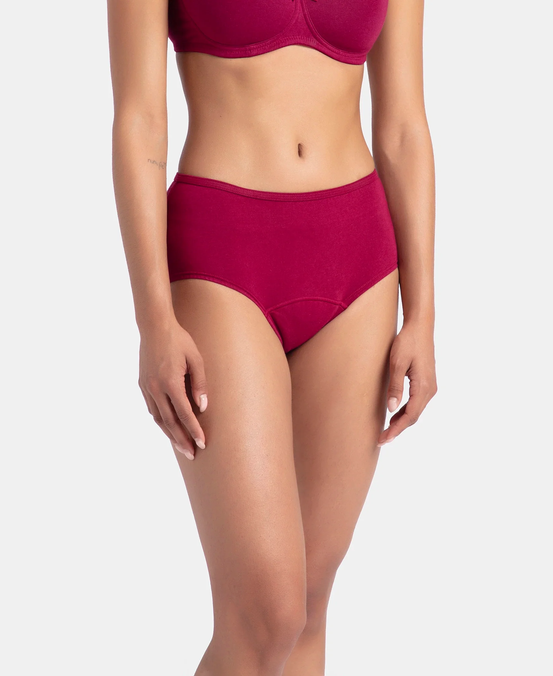 Super Combed Cotton Elastane Stretch Period Panty with Leak Proof Inner Absorbent Layer and StayFresh Treatment - Black & Beet Red (Pack of 2) - Image 9