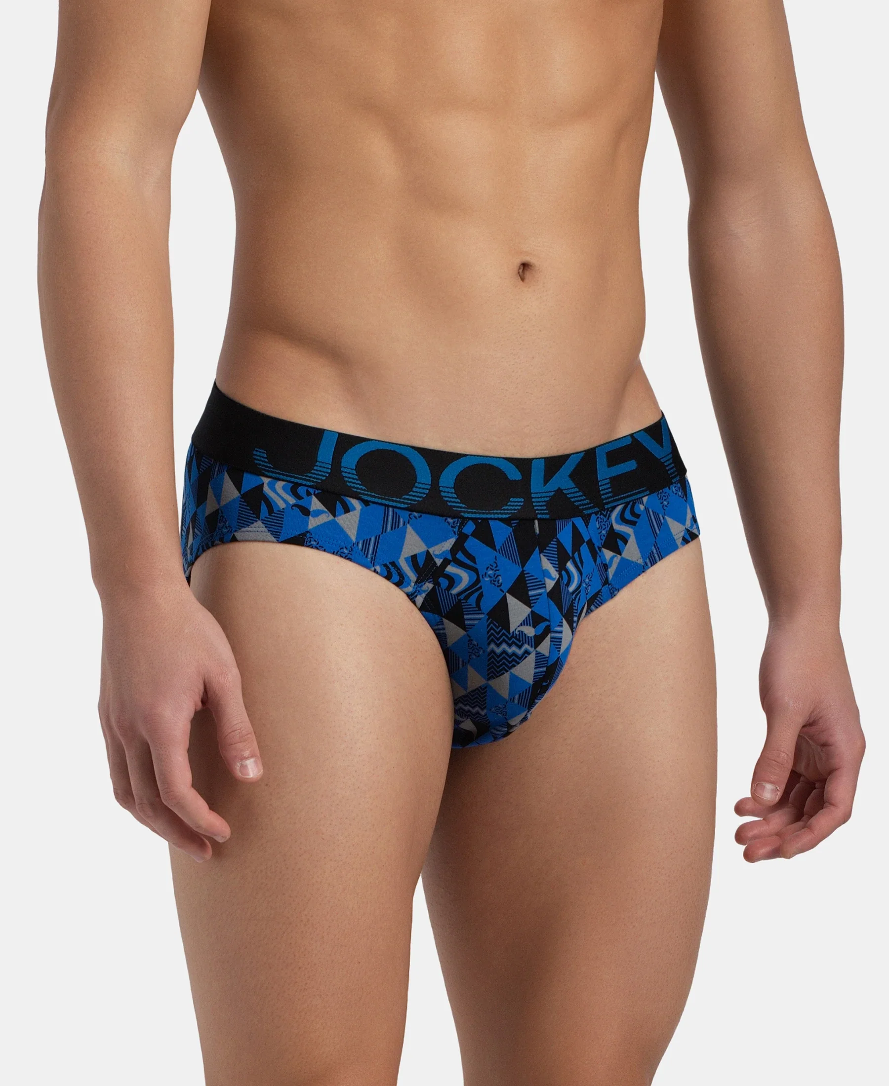 Super Combed Cotton Elastane Stretch Printed Brief with Ultrasoft Waistband - Black Sky Diver - Image 2