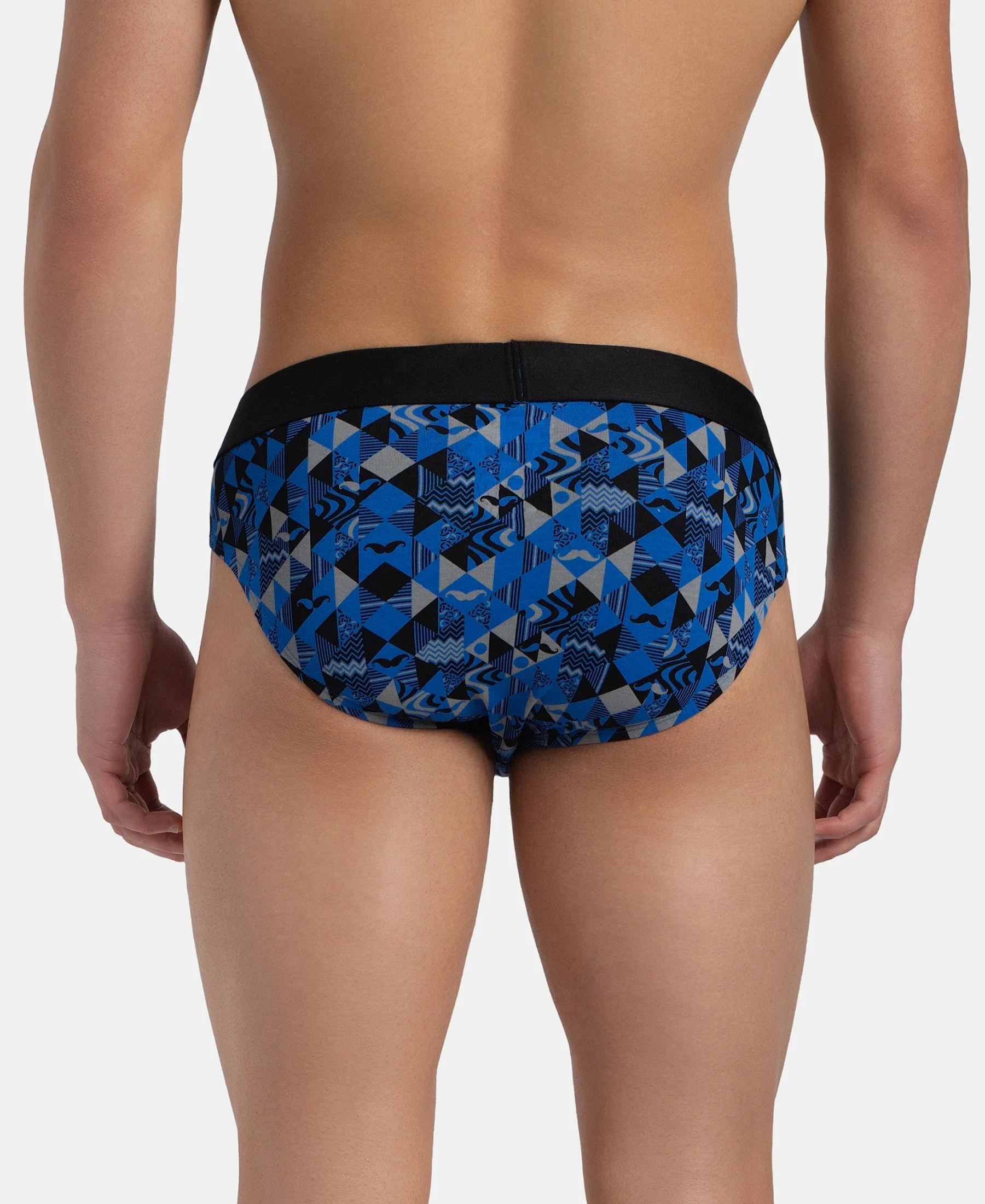 Super Combed Cotton Elastane Stretch Printed Brief with Ultrasoft Waistband - Black Sky Diver - Image 3