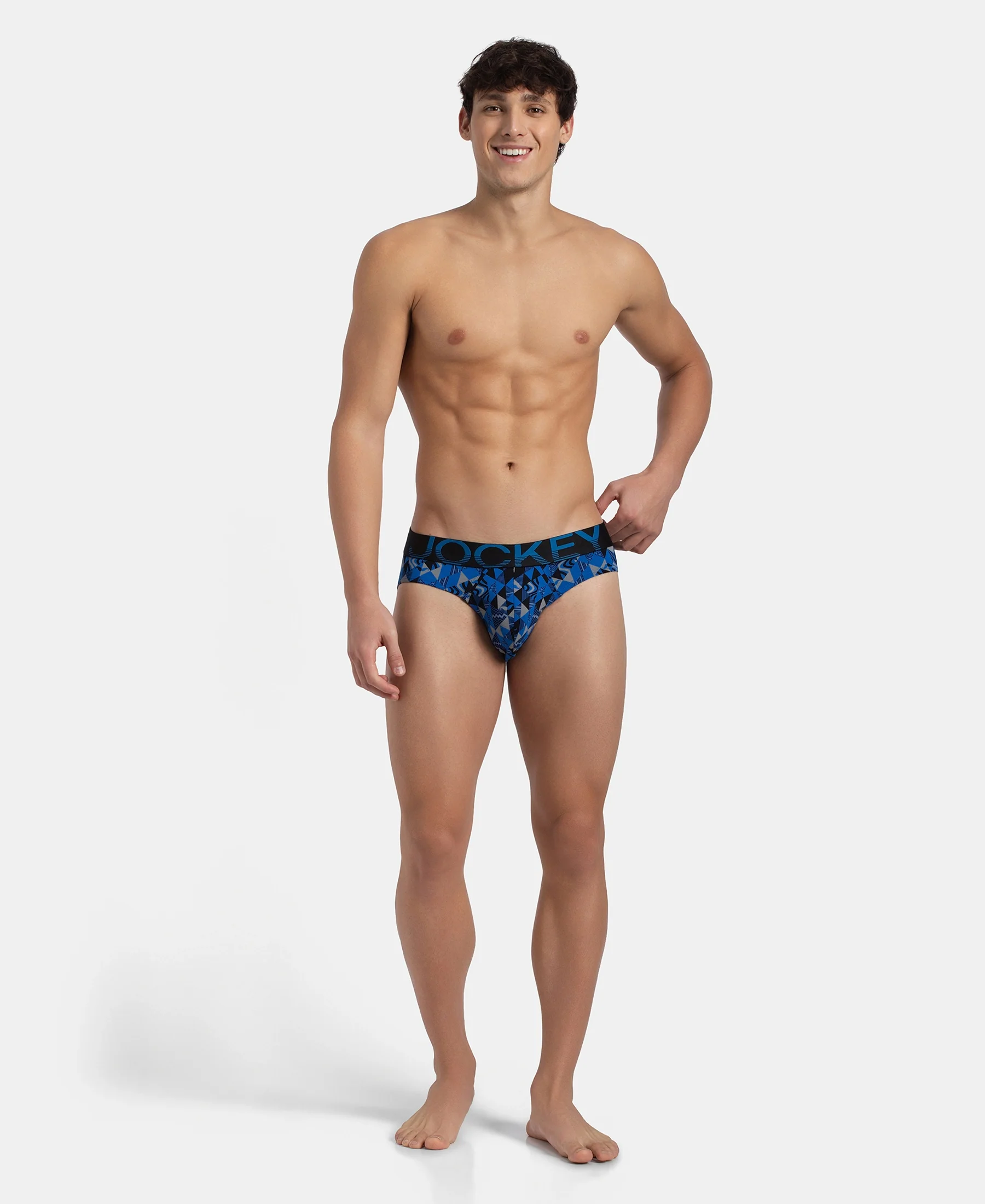 Super Combed Cotton Elastane Stretch Printed Brief with Ultrasoft Waistband - Black Sky Diver - Image 4