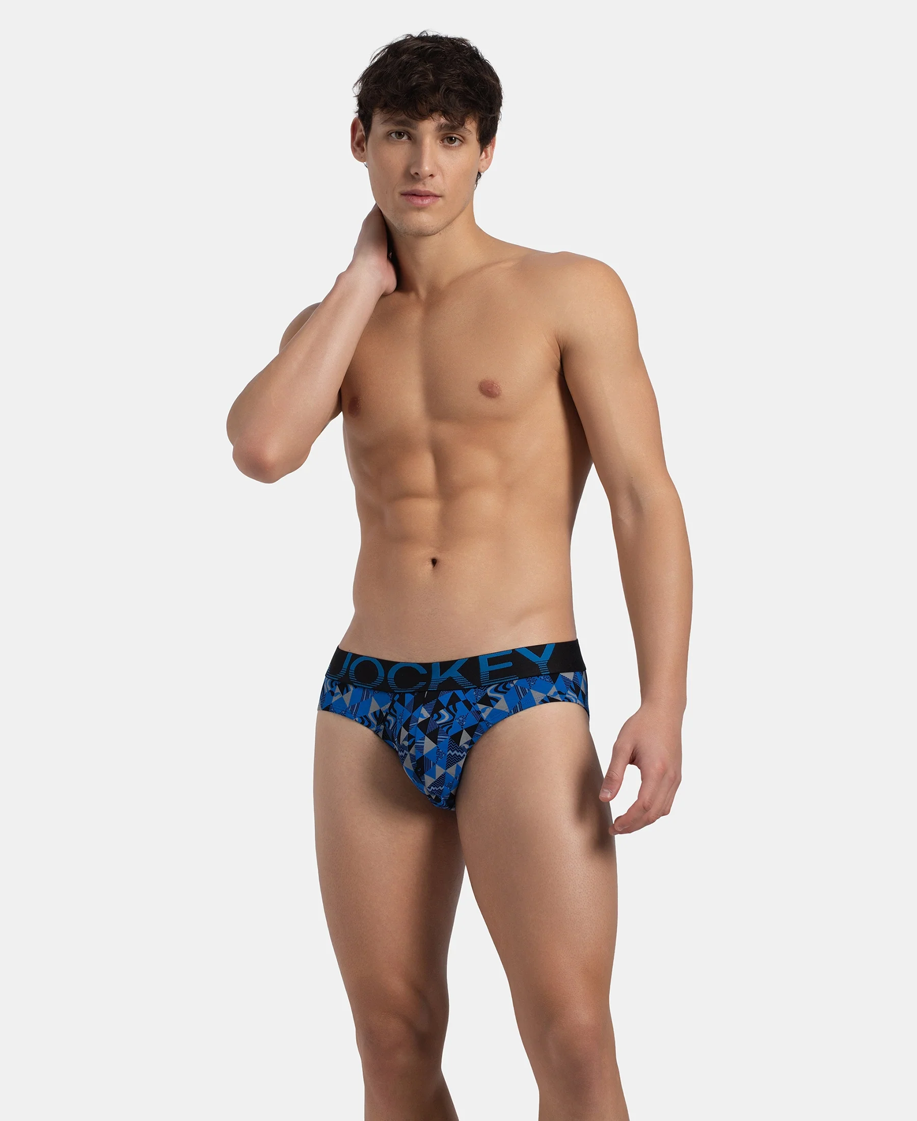 Super Combed Cotton Elastane Stretch Printed Brief with Ultrasoft Waistband - Black Sky Diver - Image 5