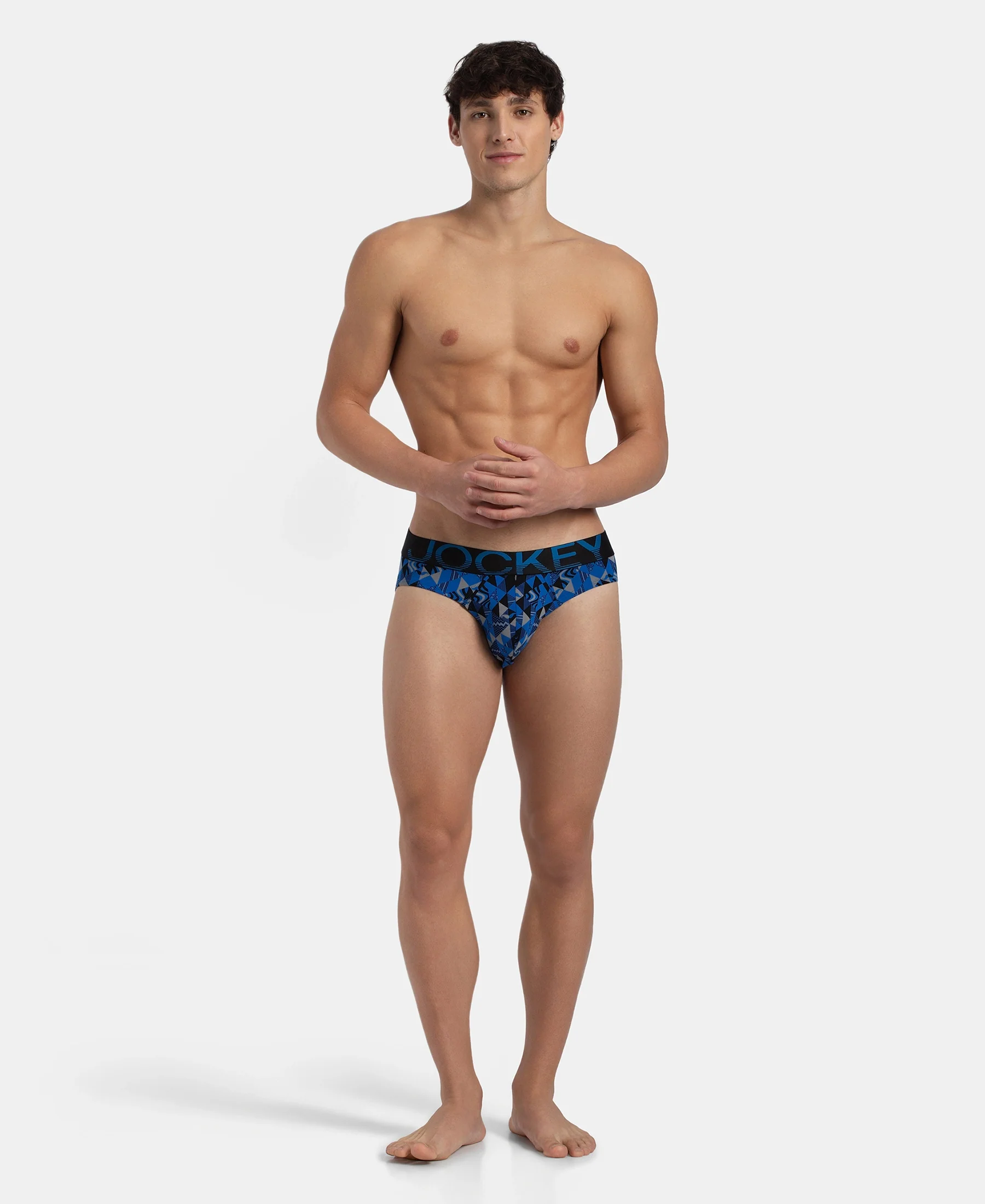 Super Combed Cotton Elastane Stretch Printed Brief with Ultrasoft Waistband - Black Sky Diver - Image 6