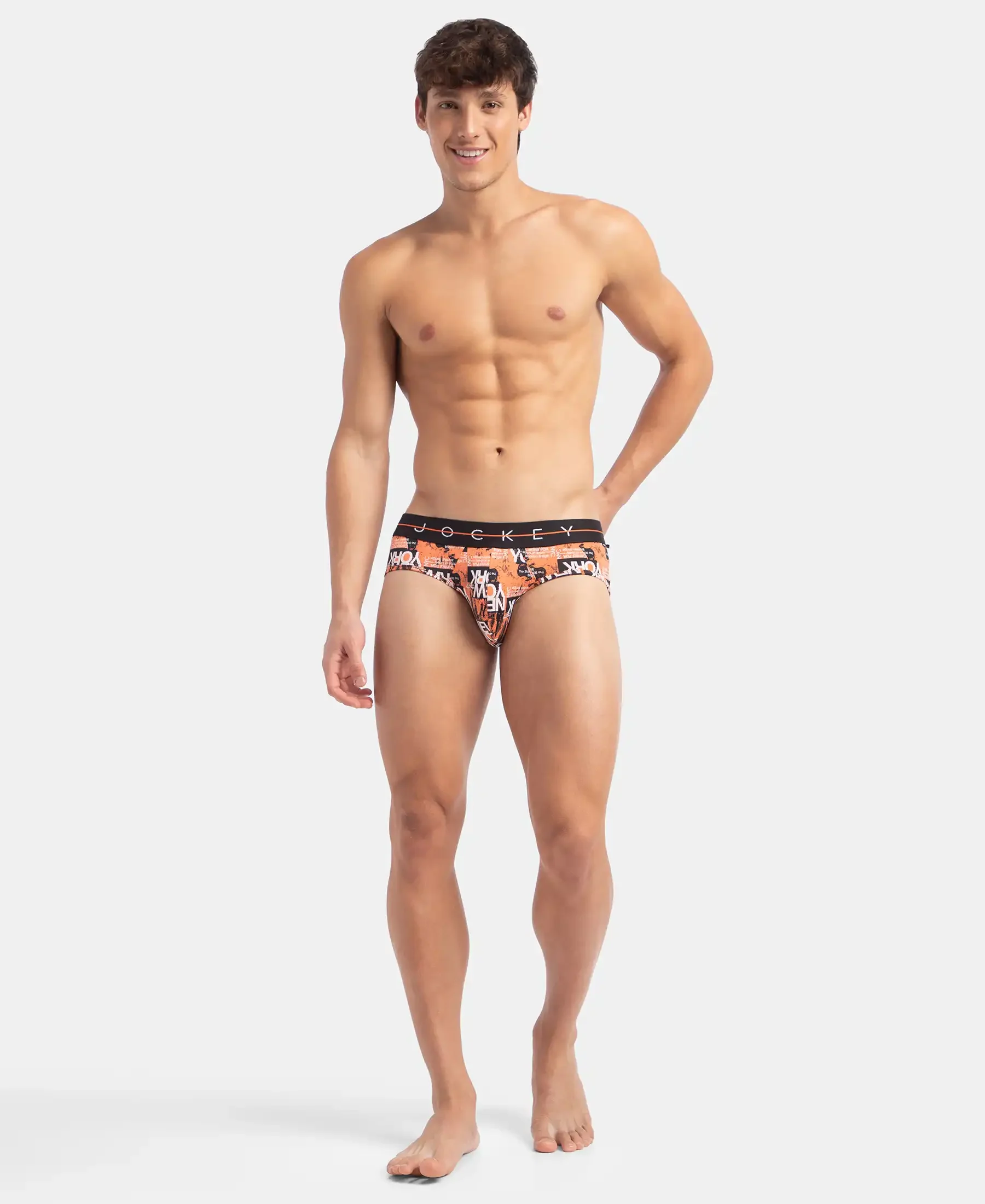 Super Combed Cotton Elastane Stretch Printed Brief with Ultrasoft Waistband - Flamingo - Image 4