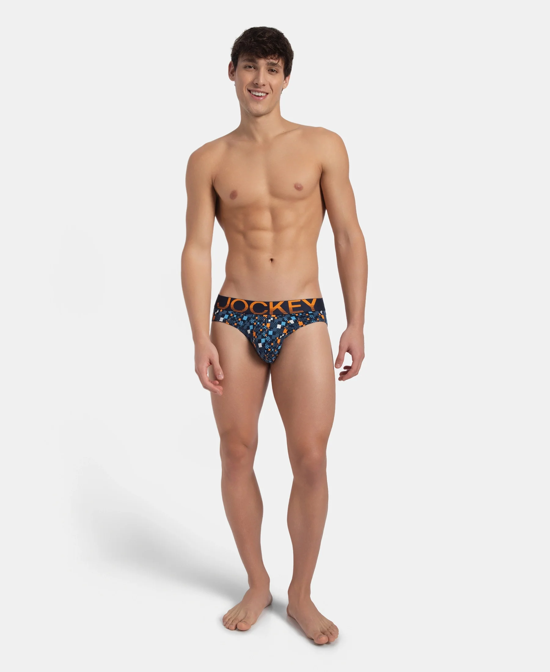Super Combed Cotton Elastane Stretch Printed Brief with Ultrasoft Waistband - Navy Autumn Glory - Image 6