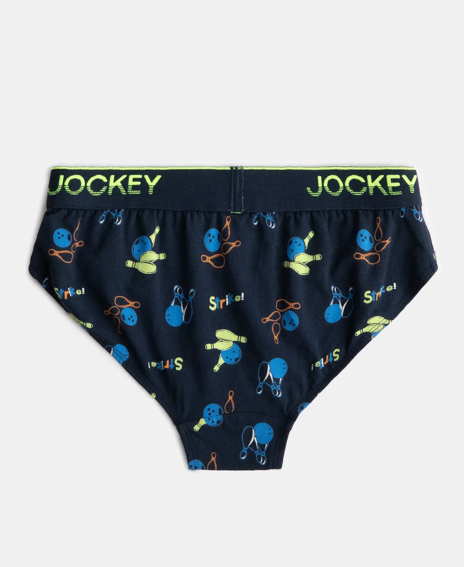 Super Combed Cotton Elastane Stretch Printed Brief with Ultrasoft Waistband - Navy & Billiard Green (Pack of 2) - Image 3