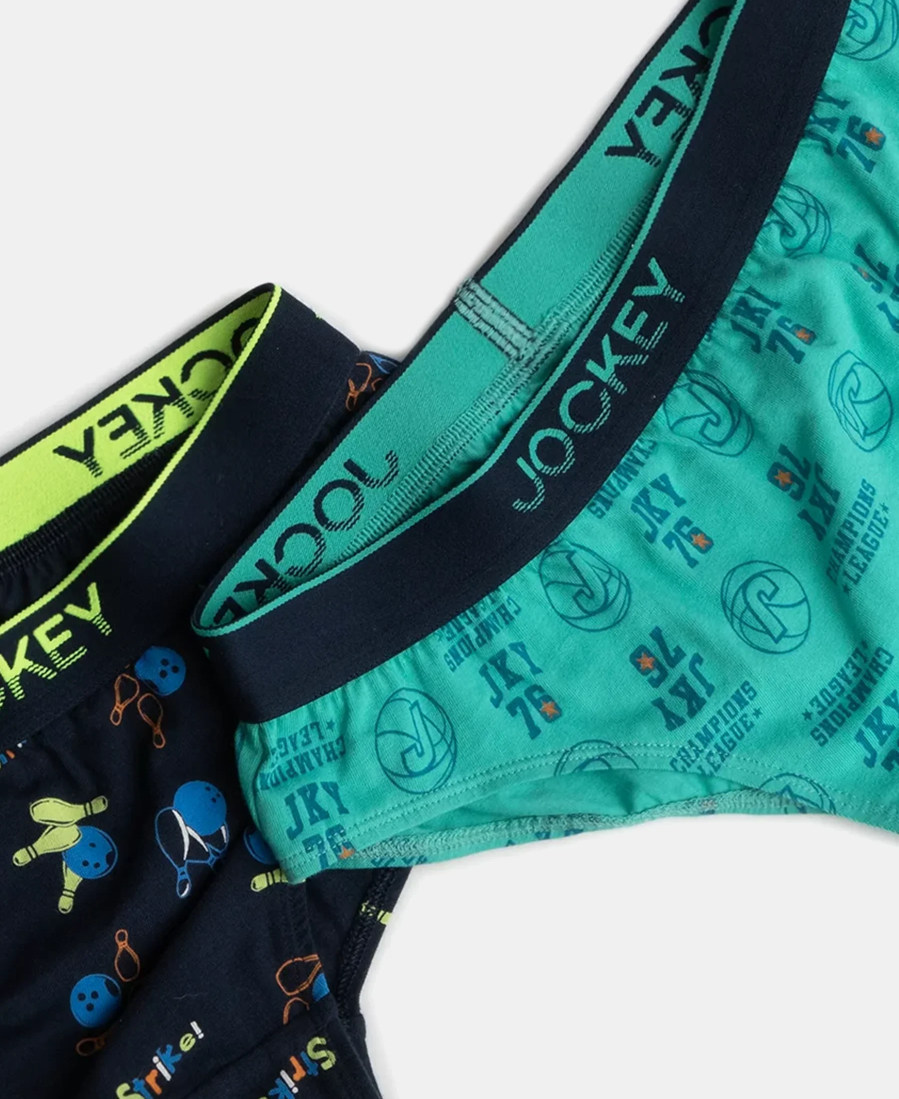 Super Combed Cotton Elastane Stretch Printed Brief with Ultrasoft Waistband - Navy & Billiard Green (Pack of 2) - Image 4
