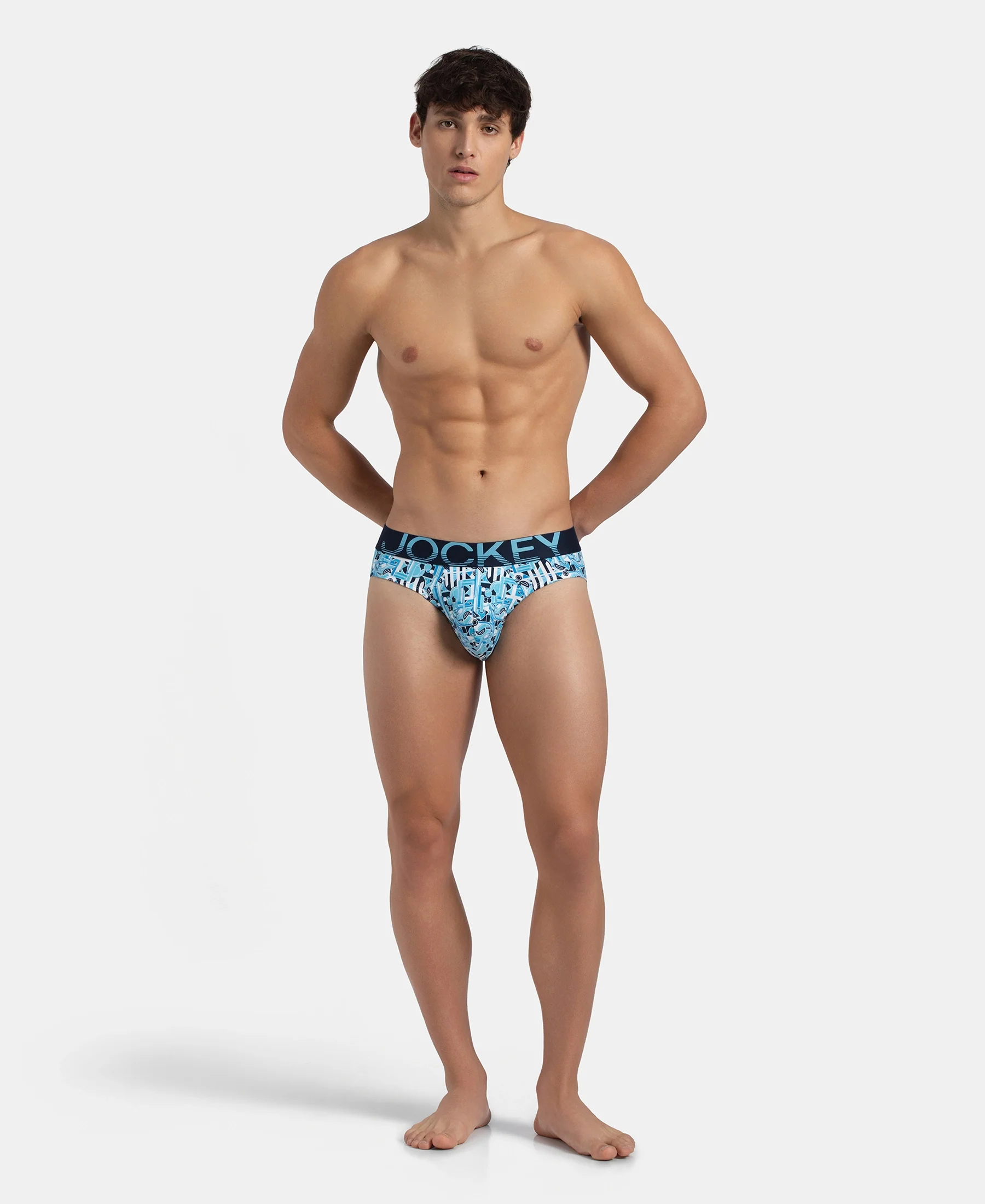 Super Combed Cotton Elastane Stretch Printed Brief with Ultrasoft Waistband - Navy Blue Grotto - Image 6