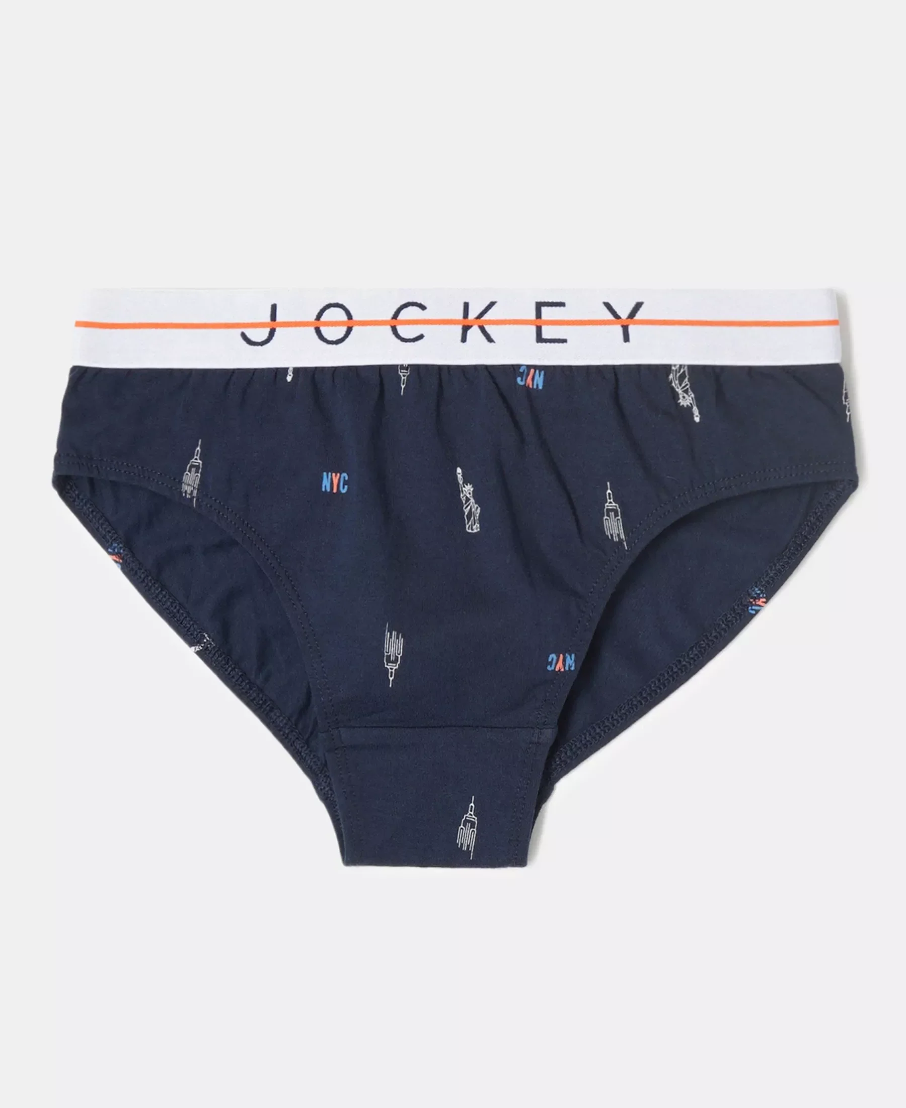 Super Combed Cotton Elastane Stretch Printed Brief with Ultrasoft Waistband - Navy - Malibu Blue (Pack of 2) - Image 6