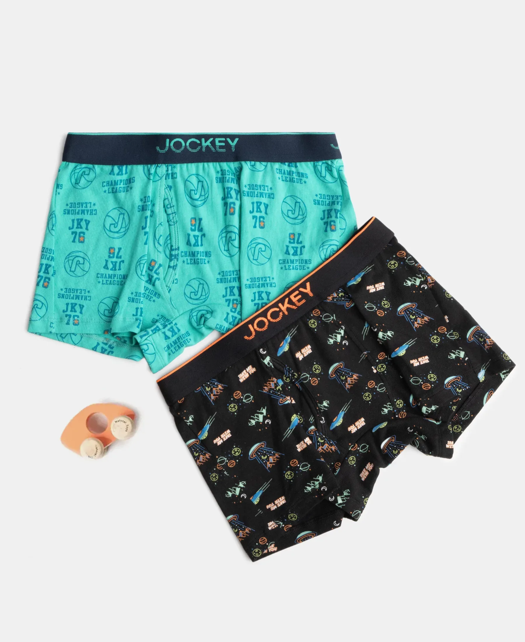 Super Combed Cotton Elastane Stretch Printed Trunk with Ultrasoft Waistband - Black & Billiard Green (Pack of 2) - Image 5