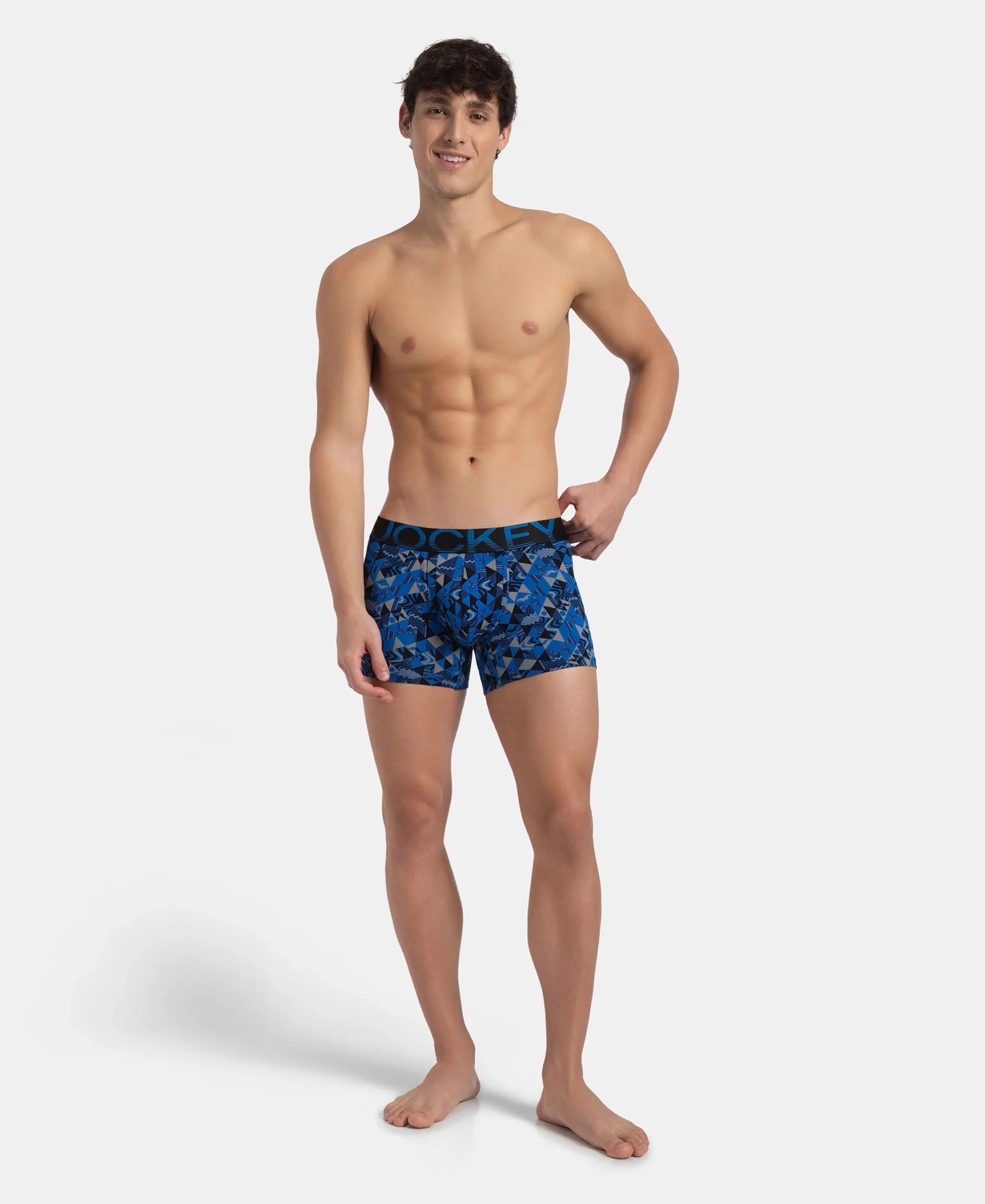 Super Combed Cotton Elastane Stretch Printed Trunk with Ultrasoft Waistband - Black Sky Diver - Image 4