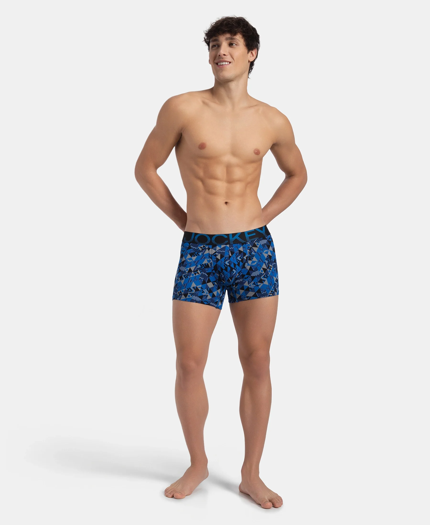 Super Combed Cotton Elastane Stretch Printed Trunk with Ultrasoft Waistband - Black Sky Diver - Image 6