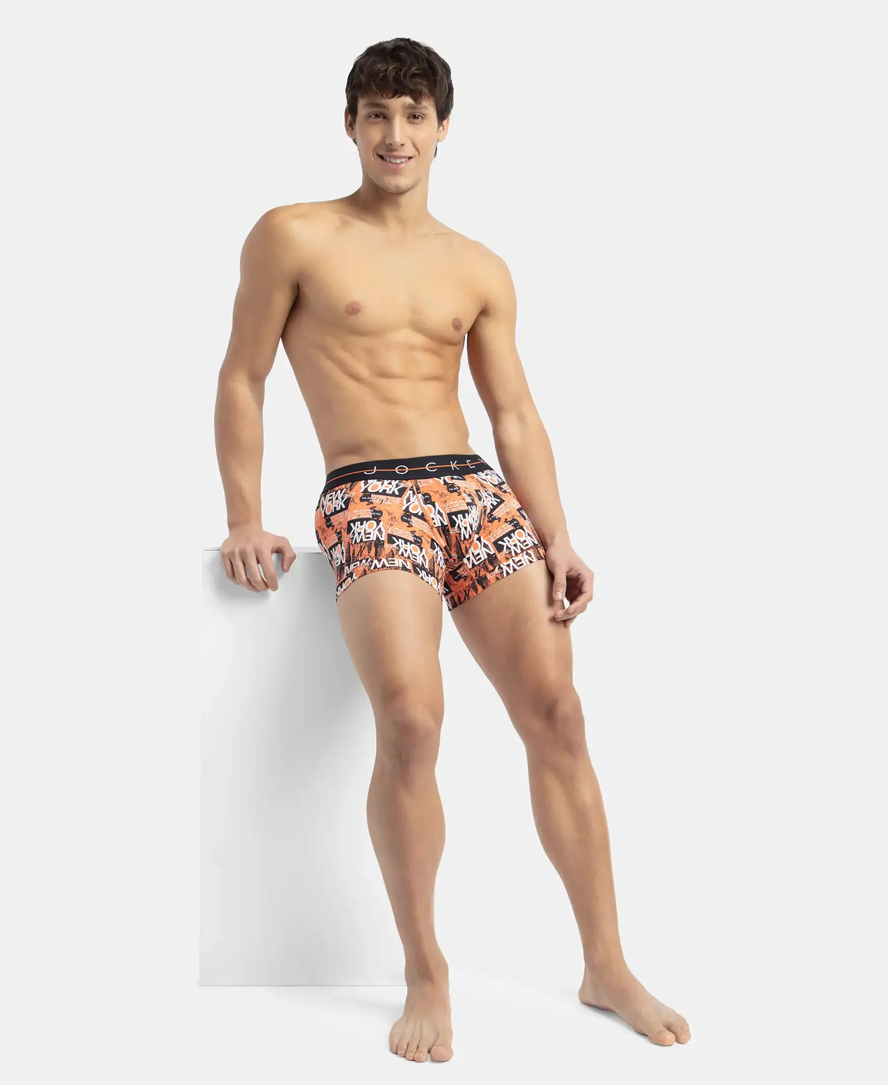 Super Combed Cotton Elastane Stretch Printed Trunk with Ultrasoft Waistband - Flamingo - Image 6