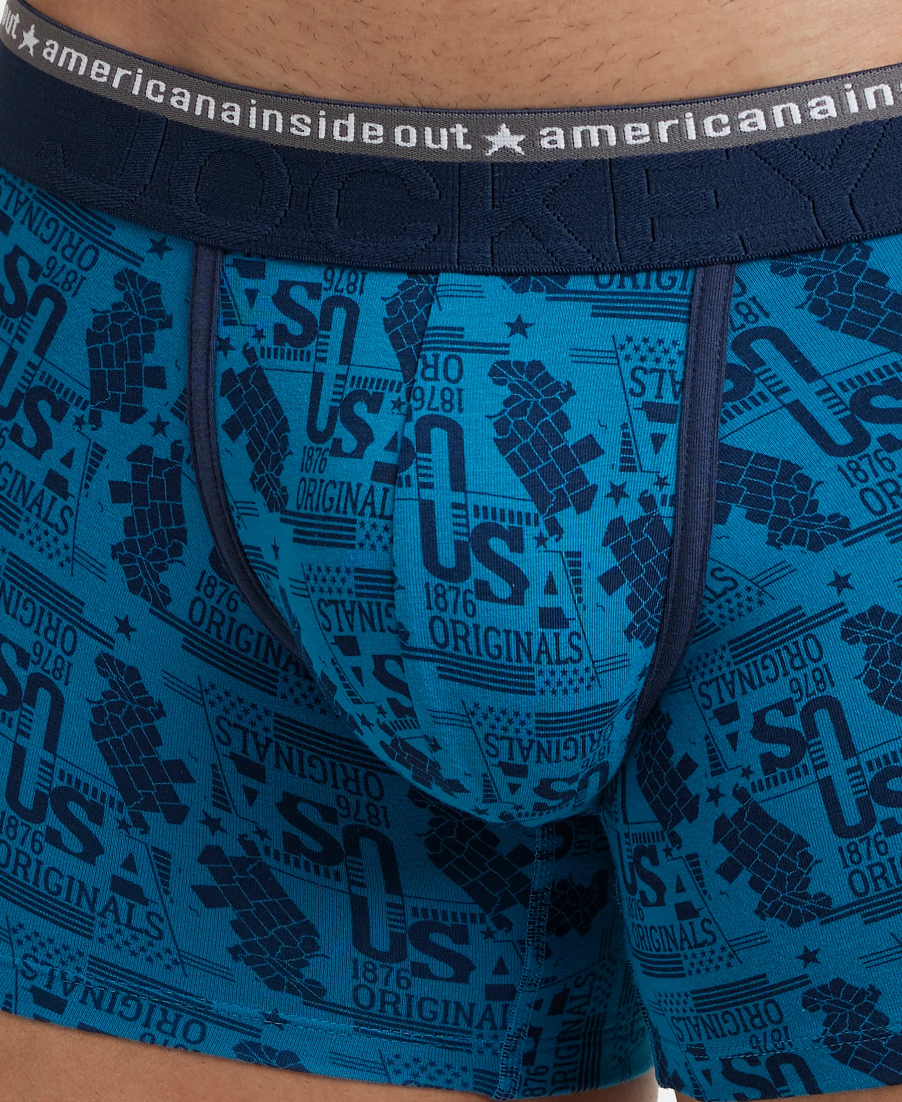 Super Combed Cotton Elastane Stretch Printed Trunk with Ultrasoft Waistband - Bright Teal - Image 6