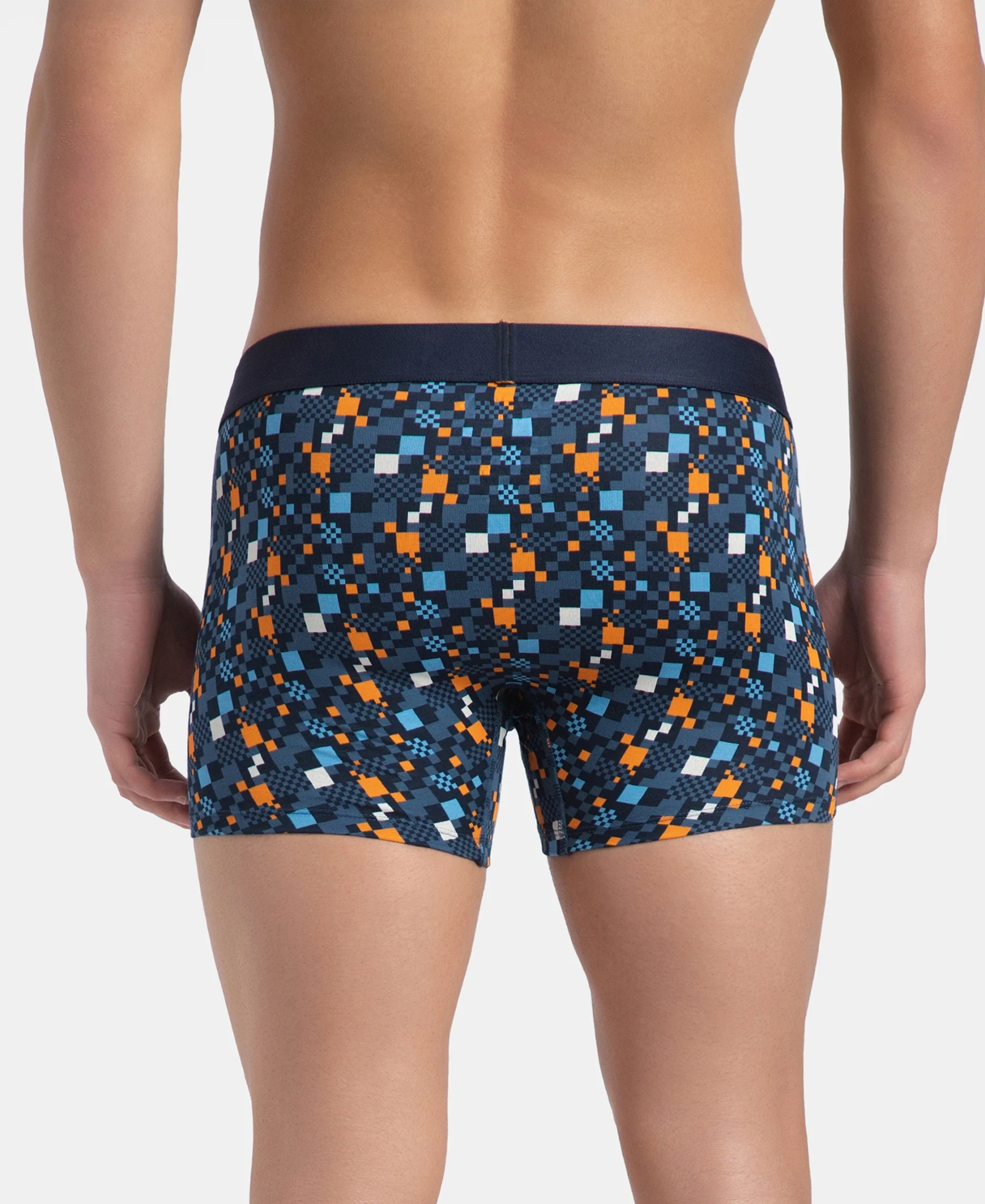Super Combed Cotton Elastane Stretch Printed Trunk with Ultrasoft Waistband - Navy Autumn Glory - Image 3