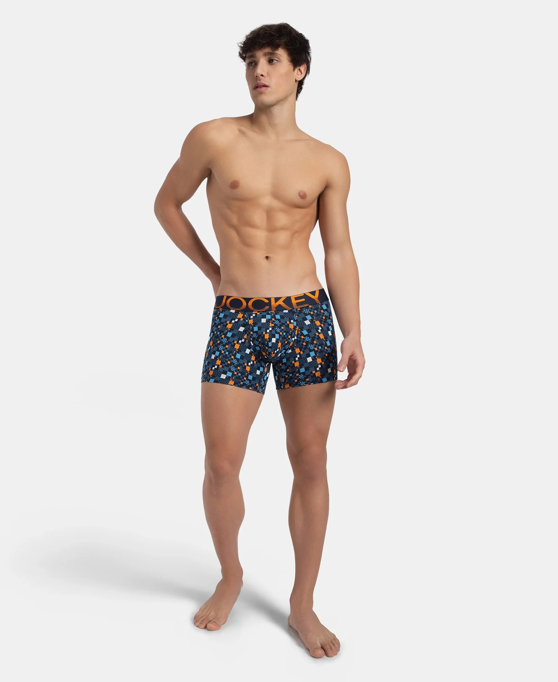 Super Combed Cotton Elastane Stretch Printed Trunk with Ultrasoft Waistband - Navy Autumn Glory - Image 4