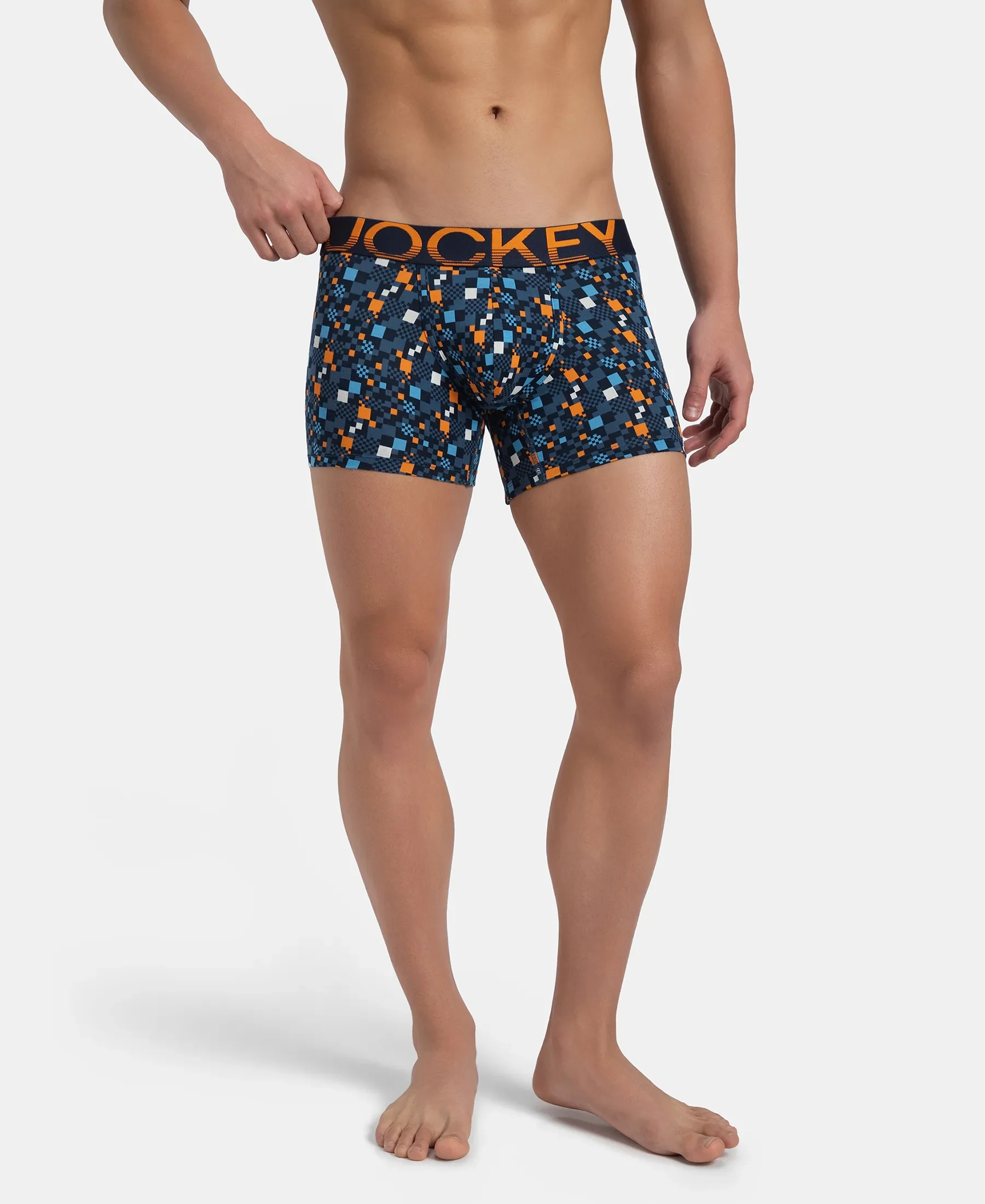 Super Combed Cotton Elastane Stretch Printed Trunk with Ultrasoft Waistband - Navy Autumn Glory - Image 5