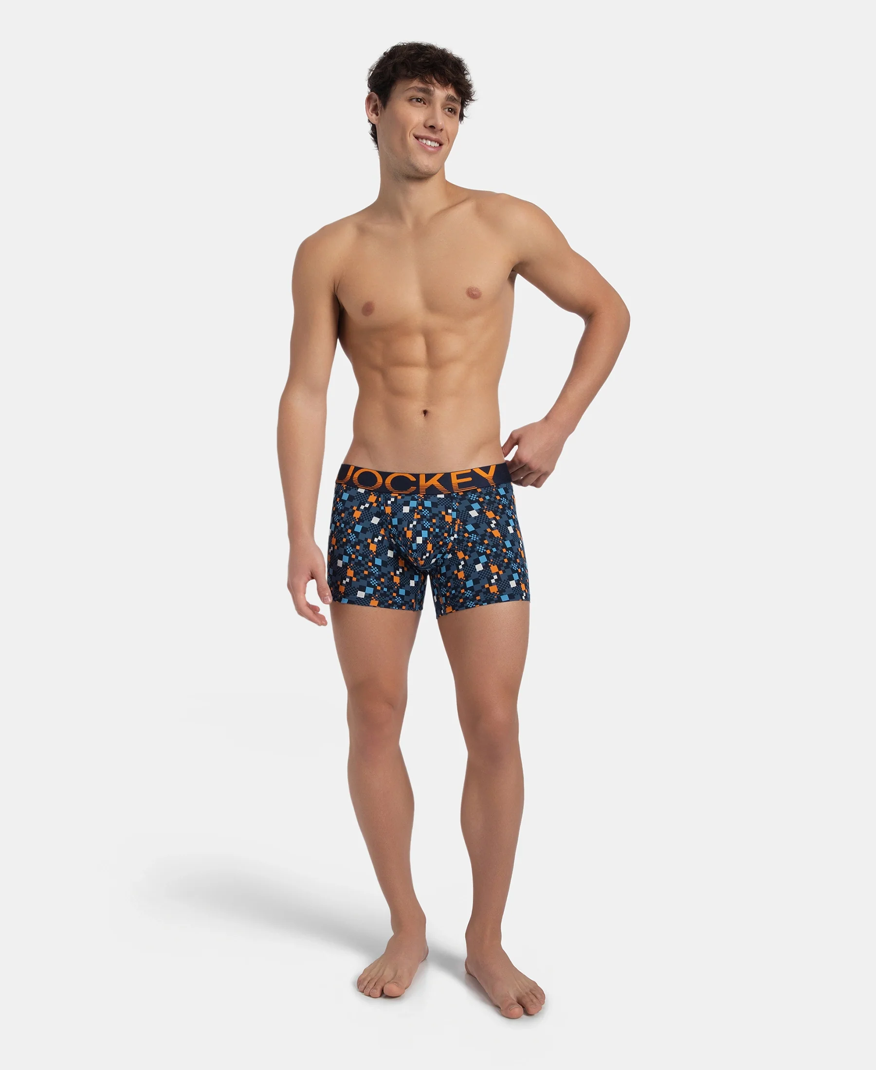 Super Combed Cotton Elastane Stretch Printed Trunk with Ultrasoft Waistband - Navy Autumn Glory - Image 6