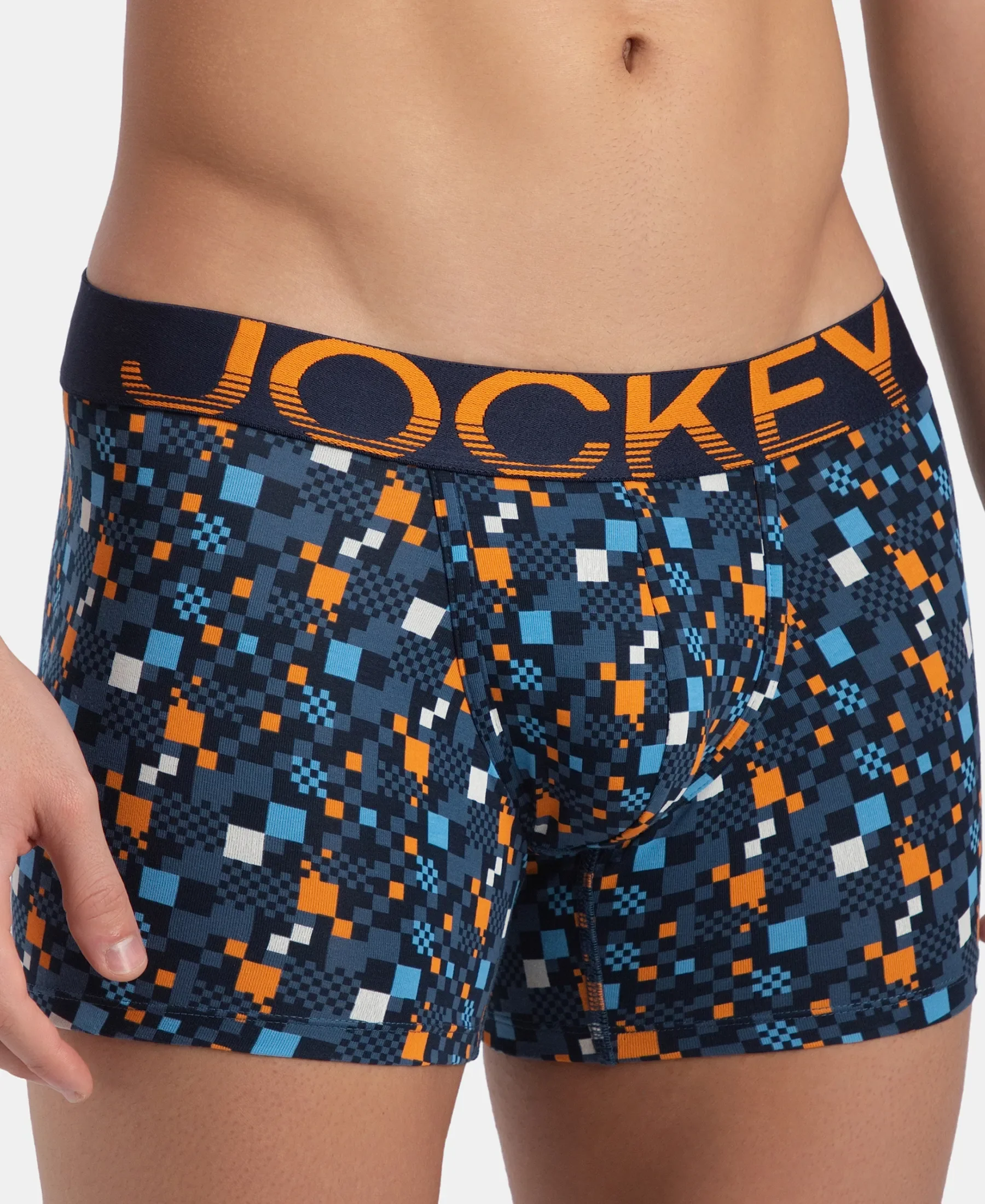 Super Combed Cotton Elastane Stretch Printed Trunk with Ultrasoft Waistband - Navy Autumn Glory - Image 7