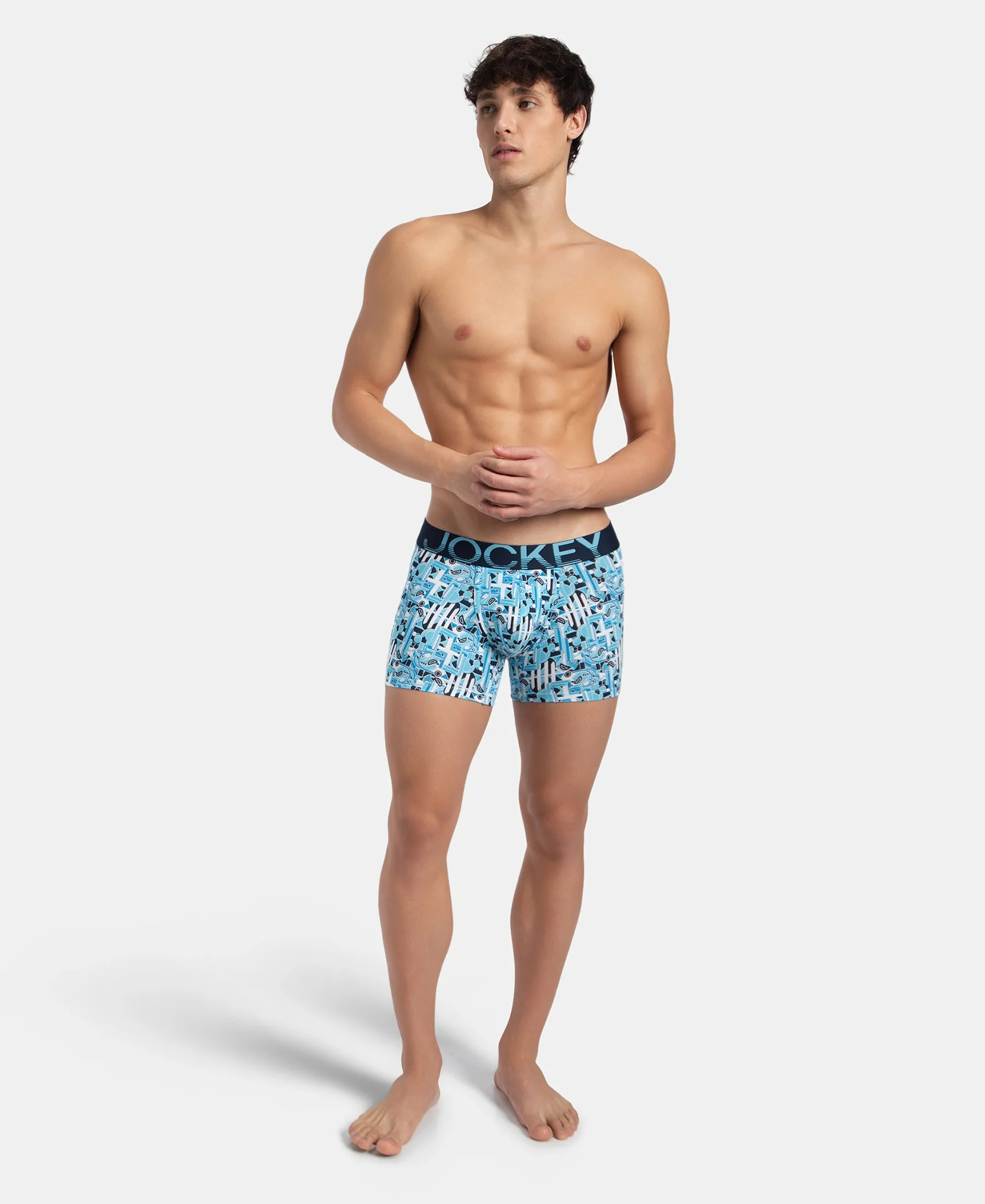 Super Combed Cotton Elastane Stretch Printed Trunk with Ultrasoft Waistband - Navy Blue Grotto - Image 4