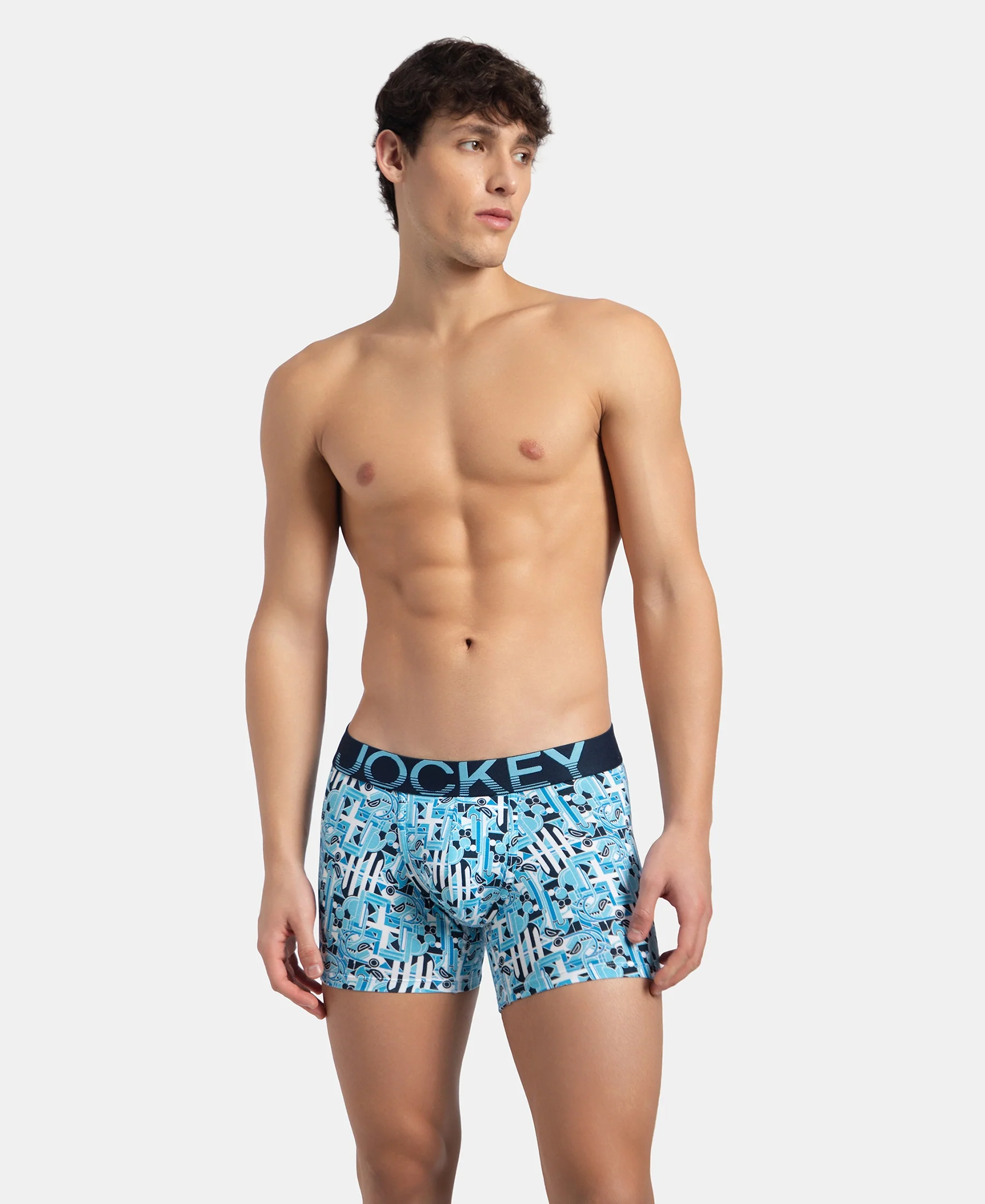 Super Combed Cotton Elastane Stretch Printed Trunk with Ultrasoft Waistband - Navy Blue Grotto - Image 5