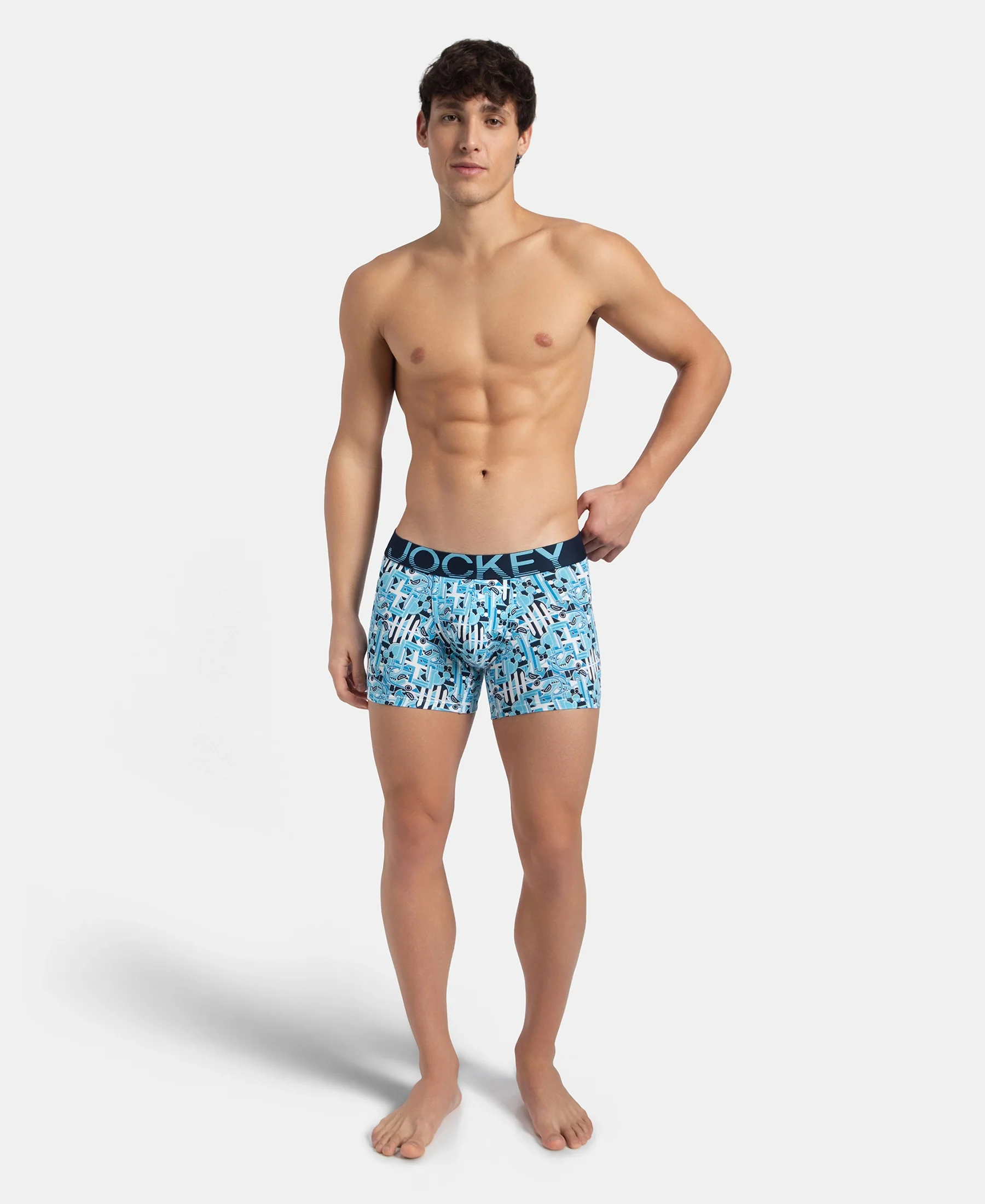 Super Combed Cotton Elastane Stretch Printed Trunk with Ultrasoft Waistband - Navy Blue Grotto - Image 6