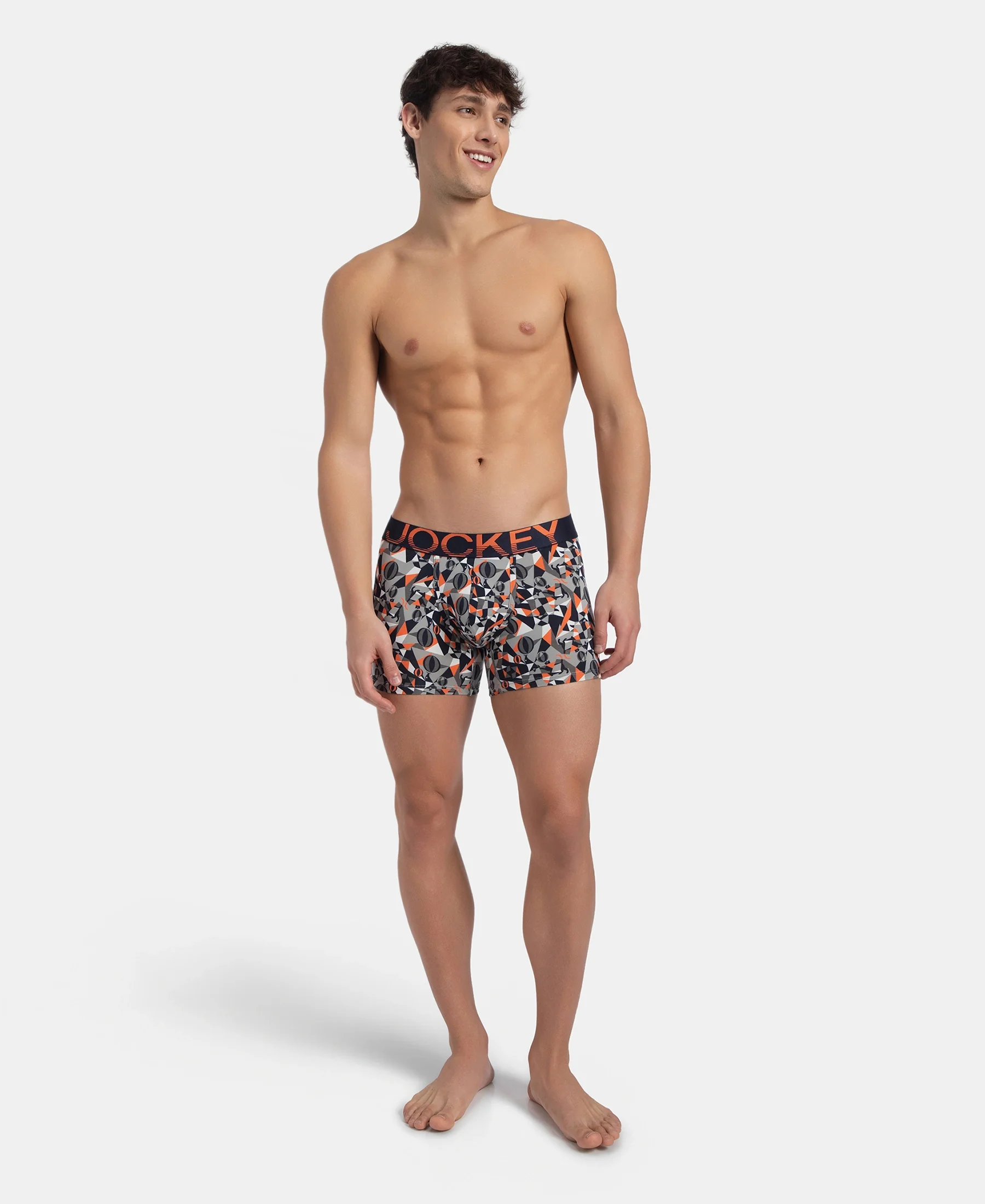 Super Combed Cotton Elastane Stretch Printed Trunk with Ultrasoft Waistband - Navy Nasturtium - Image 6
