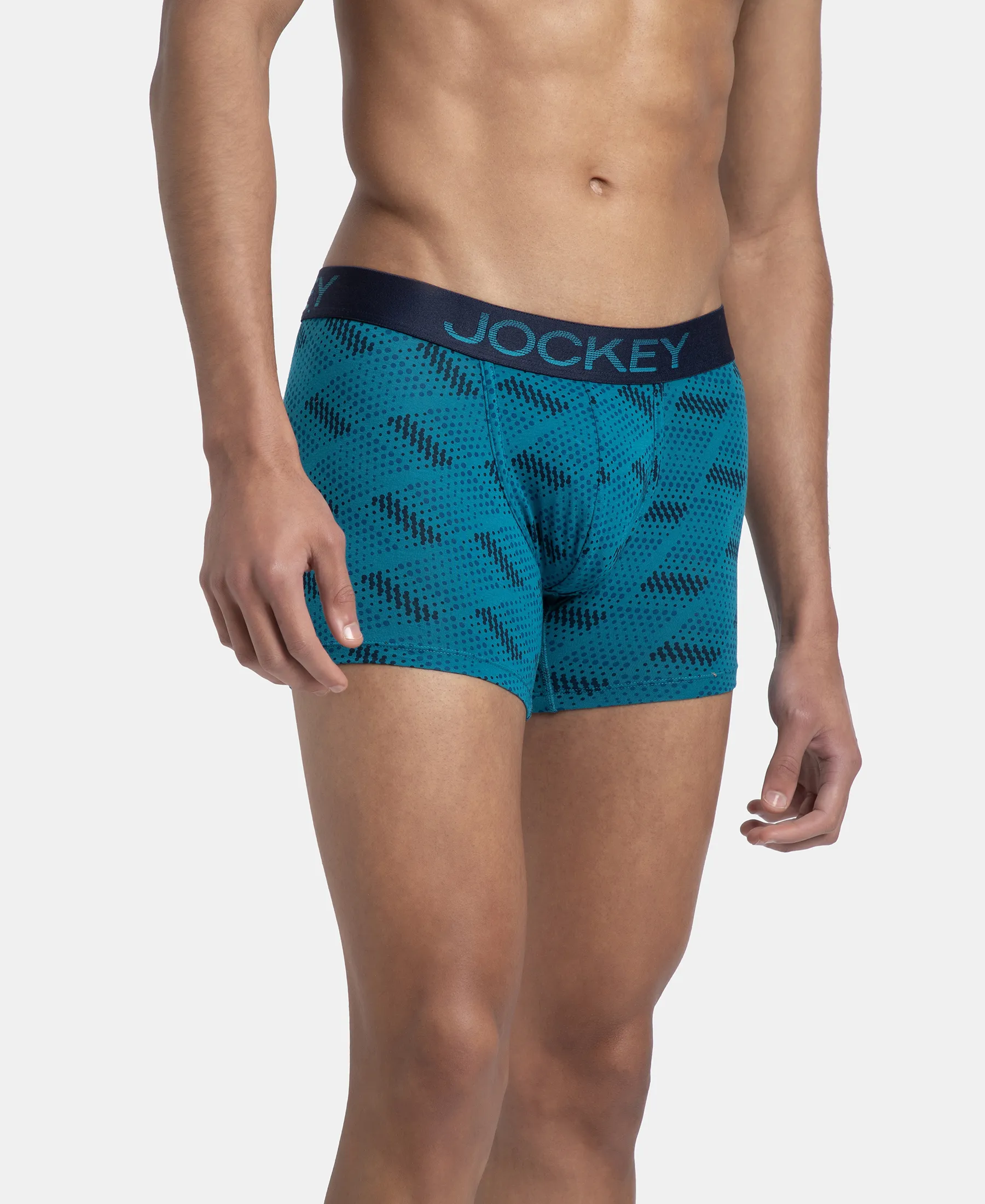 Super Combed Cotton Elastane Stretch Printed Trunk with Ultrasoft Waistband - Ocean Depth - Image 2