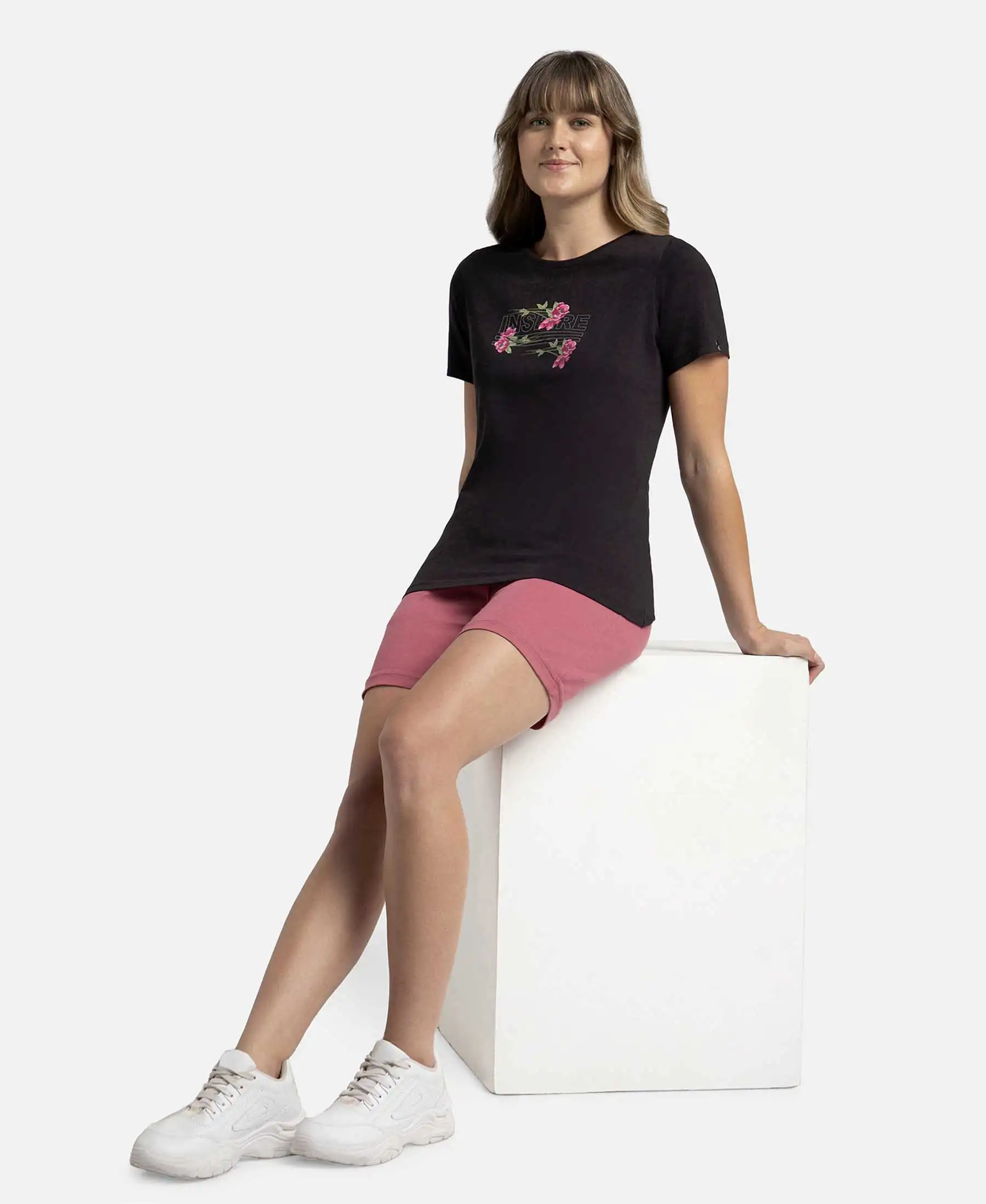 Super Combed Cotton Elastane Stretch Regular Fit Graphic Printed Round Neck Half Sleeve T-Shirt - Black - Image 6