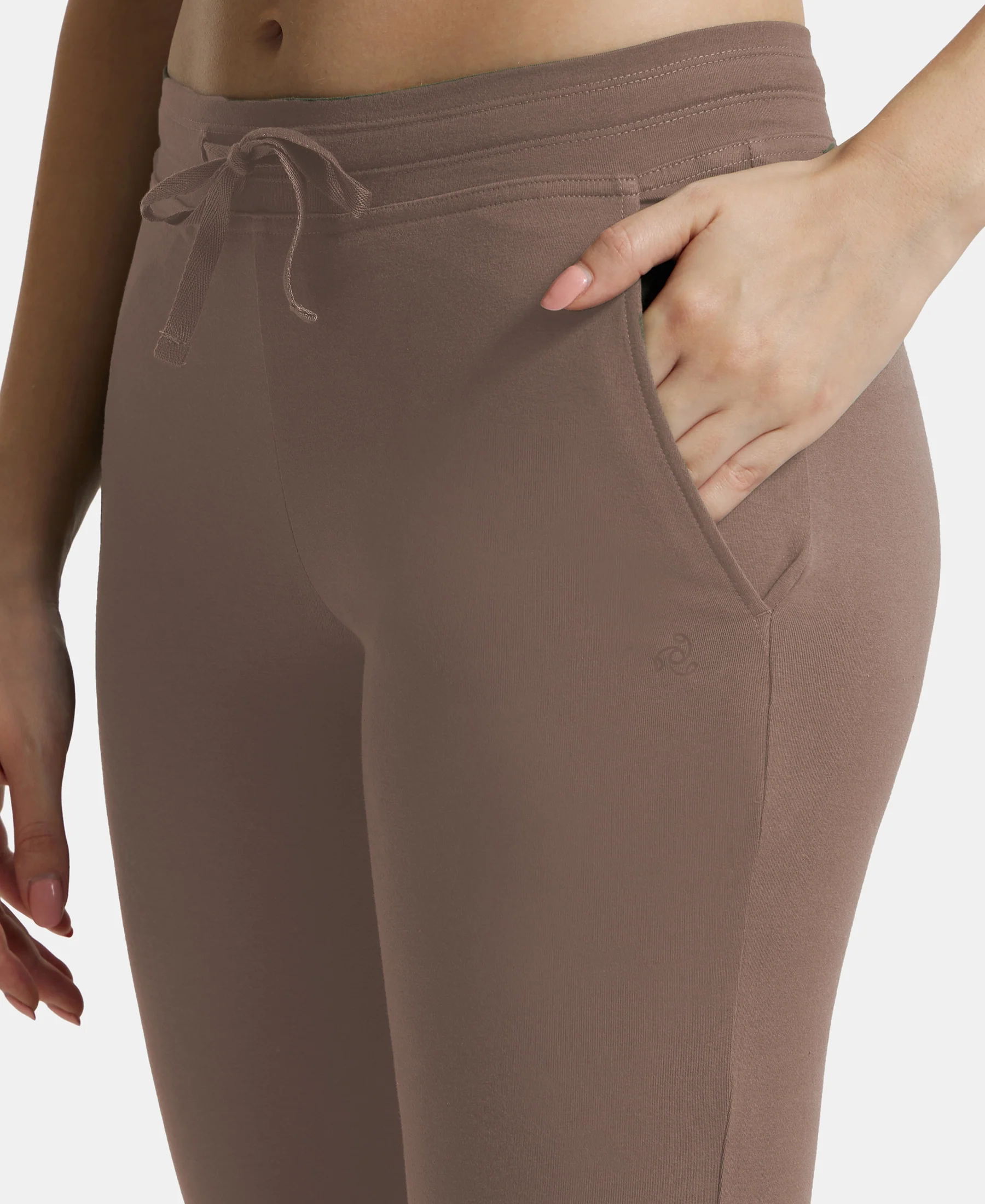 Super Combed Cotton Elastane Stretch Slim Fit Trackpants With Side Pockets - Taupe Grey - Image 7