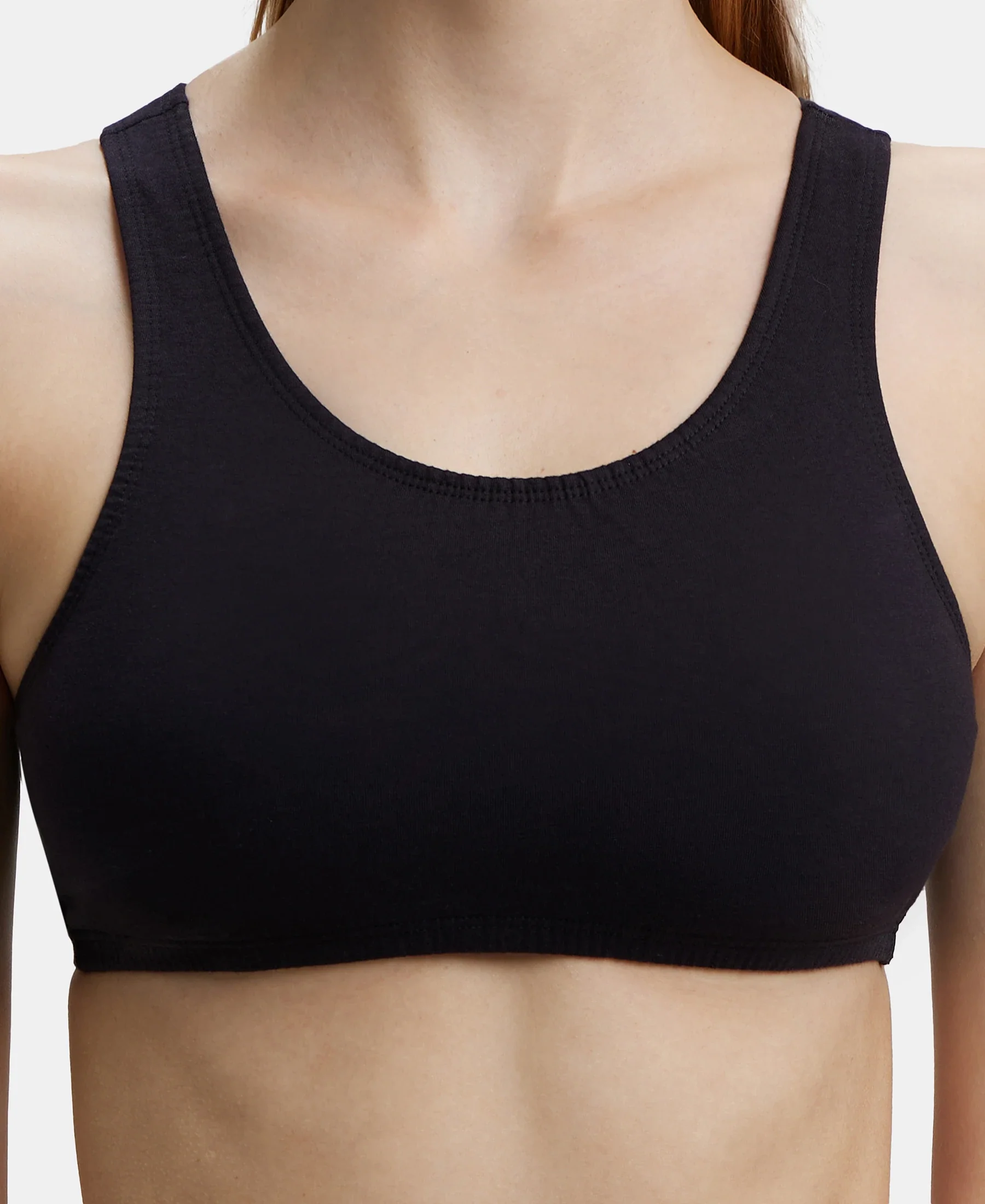Super Combed Cotton Elastane Stretch Slip On Crop Top With StayFresh Treatment - Black - Image 7