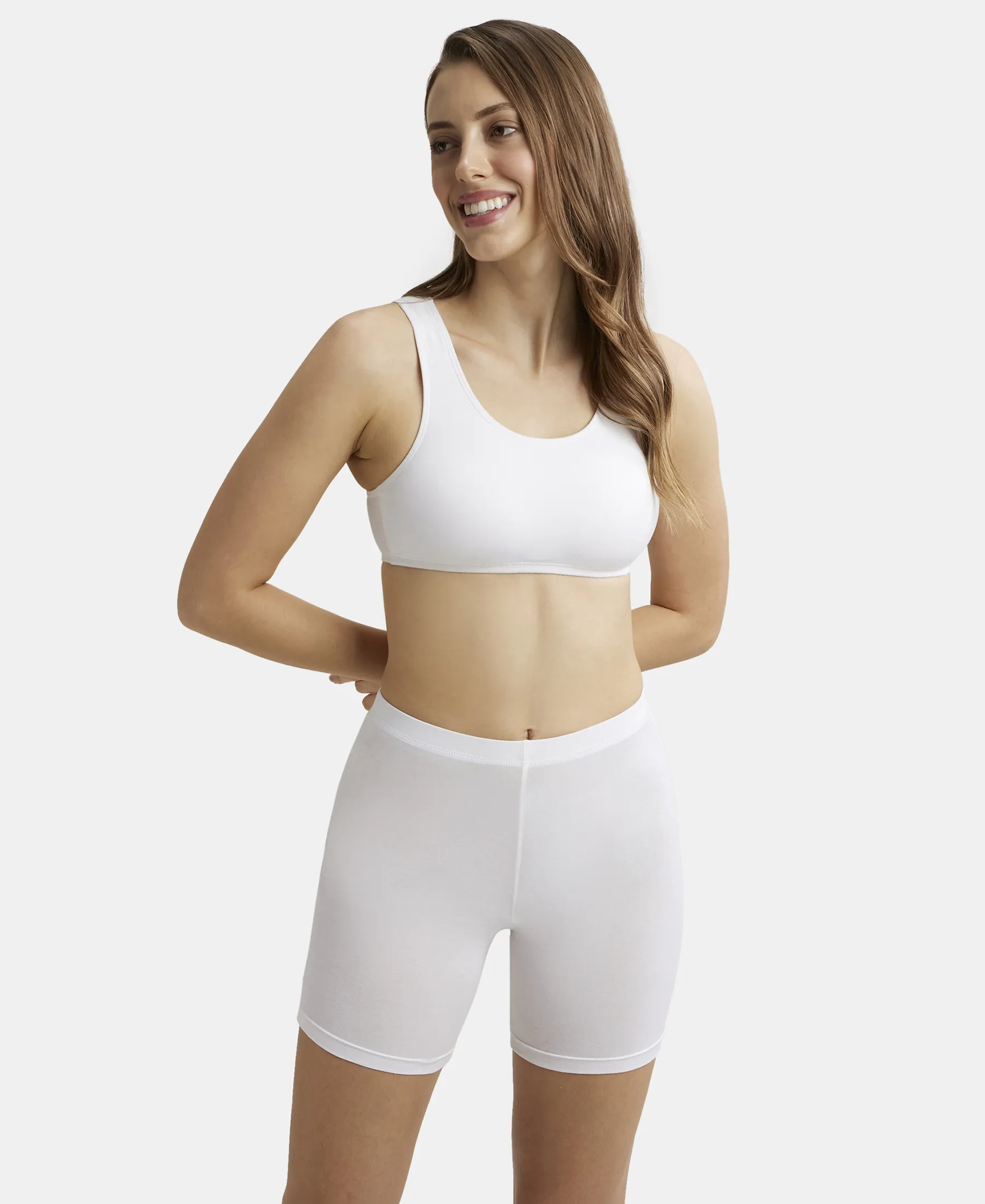 Super Combed Cotton Elastane Stretch Slip On Crop Top With StayFresh Treatment - White - Image 6