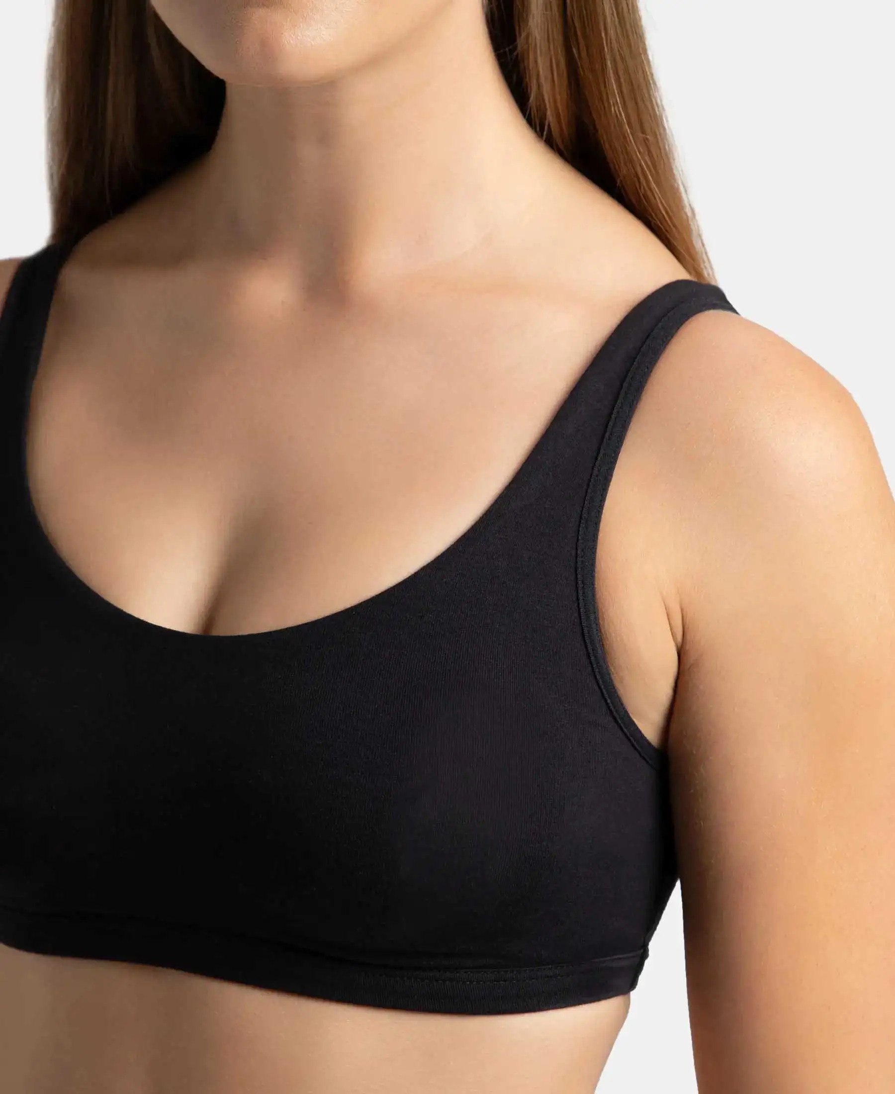 Super Combed Cotton Elastane Stretch Slip On Lounge Bra With StayFresh Treatment - Black - Image 8