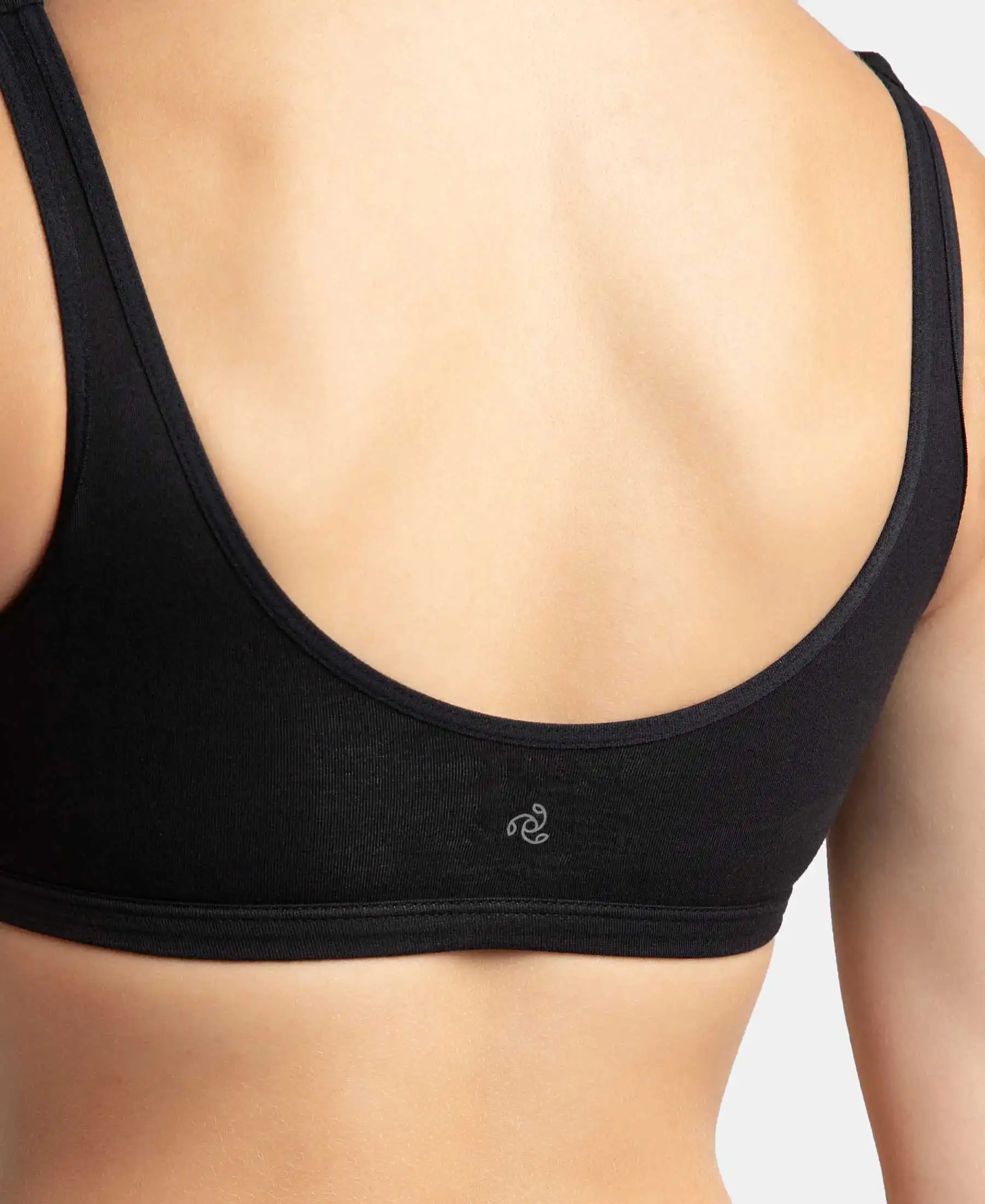 Super Combed Cotton Elastane Stretch Slip On Lounge Bra With StayFresh Treatment - Black - Image 9