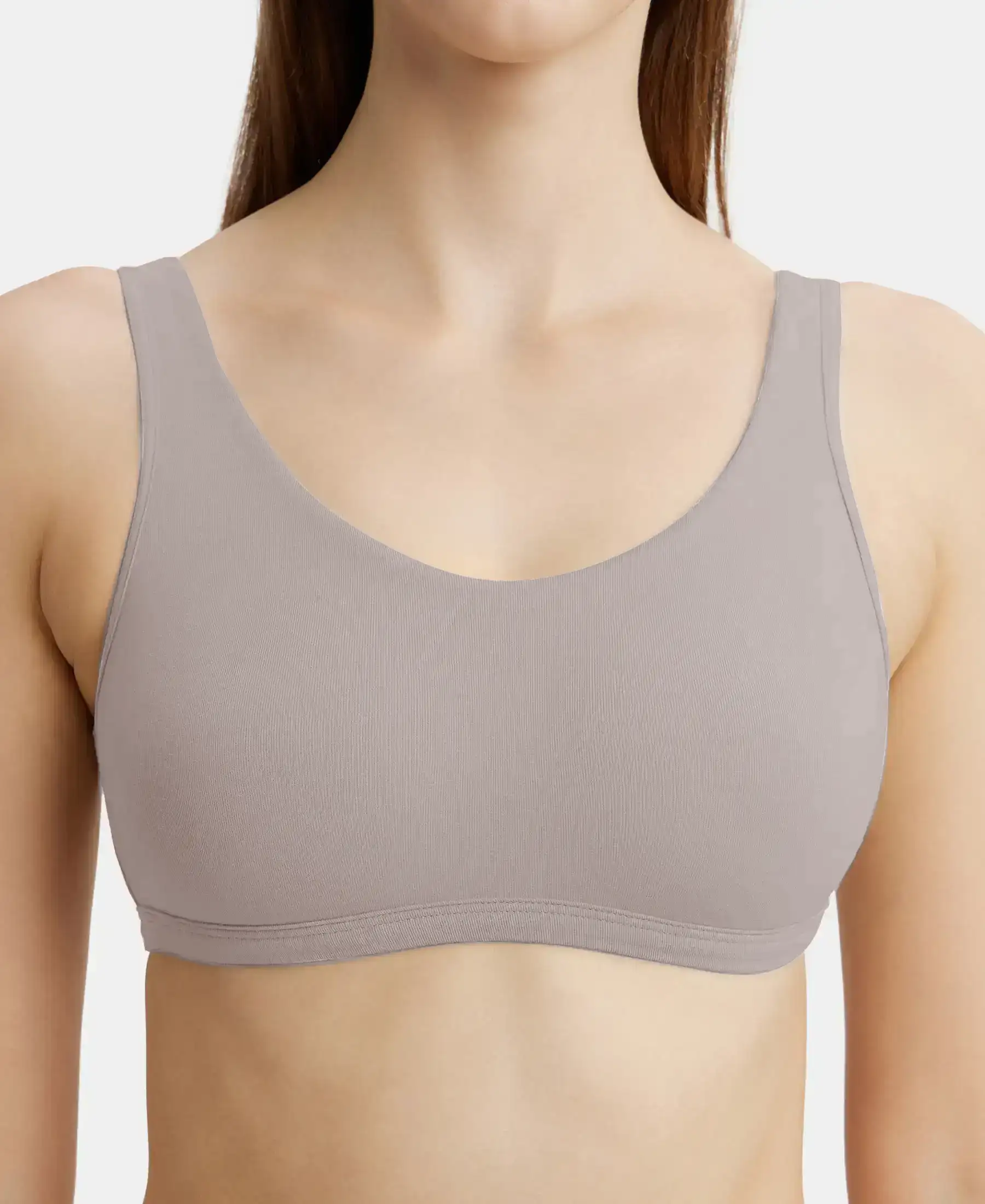 Super Combed Cotton Elastane Stretch Slip On Lounge Bra With StayFresh Treatment - Mocha - Image 6