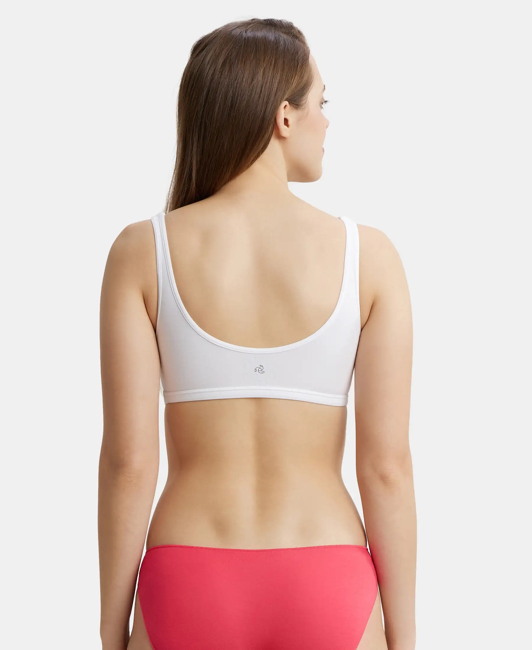 Super Combed Cotton Elastane Stretch Slip On Lounge Bra With StayFresh Treatment - White - Image 3
