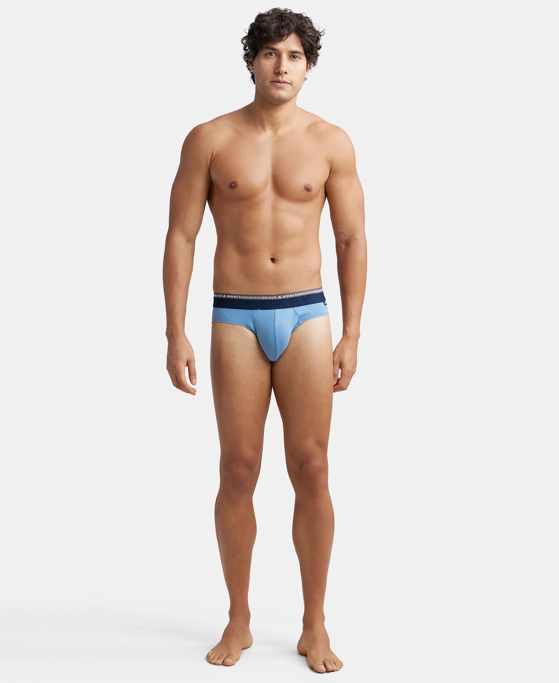 Super Combed Cotton Elastane Stretch Solid Brief with Ultrasoft Waistband - Blue Heaven (Pack of 2) - Image 4
