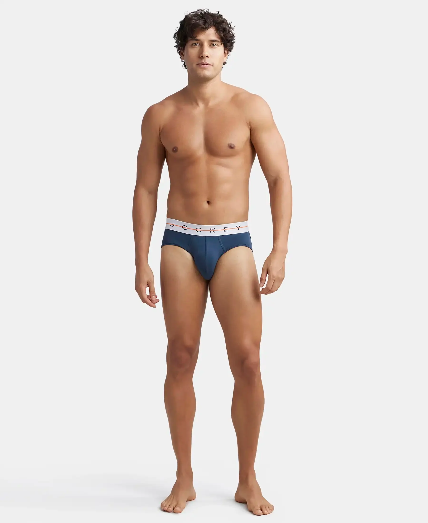 Super Combed Cotton Elastane Stretch Solid Brief with Ultrasoft Waistband - Mid Night Navy & Monument (Pack of 2) - Image 9