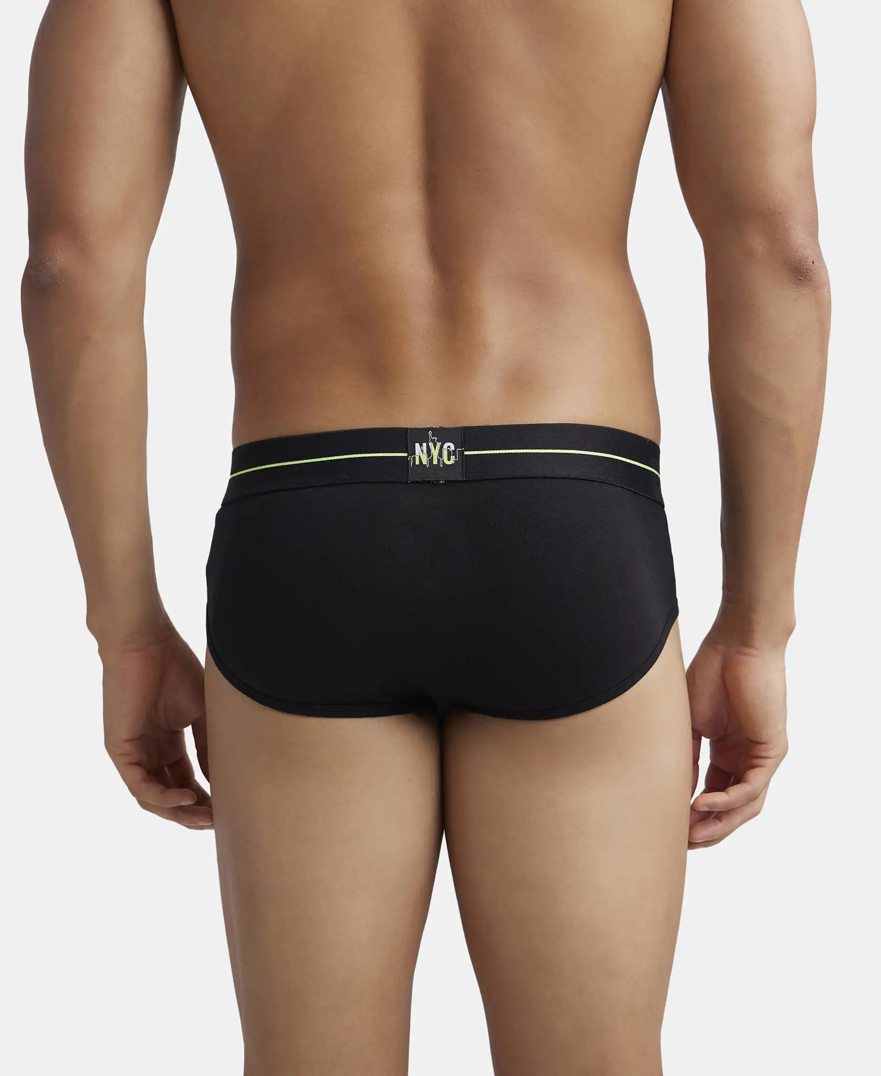 Super Combed Cotton Elastane Stretch Solid Brief with Ultrasoft Waistband - Navy & Black (Pack of 2) - Image 7