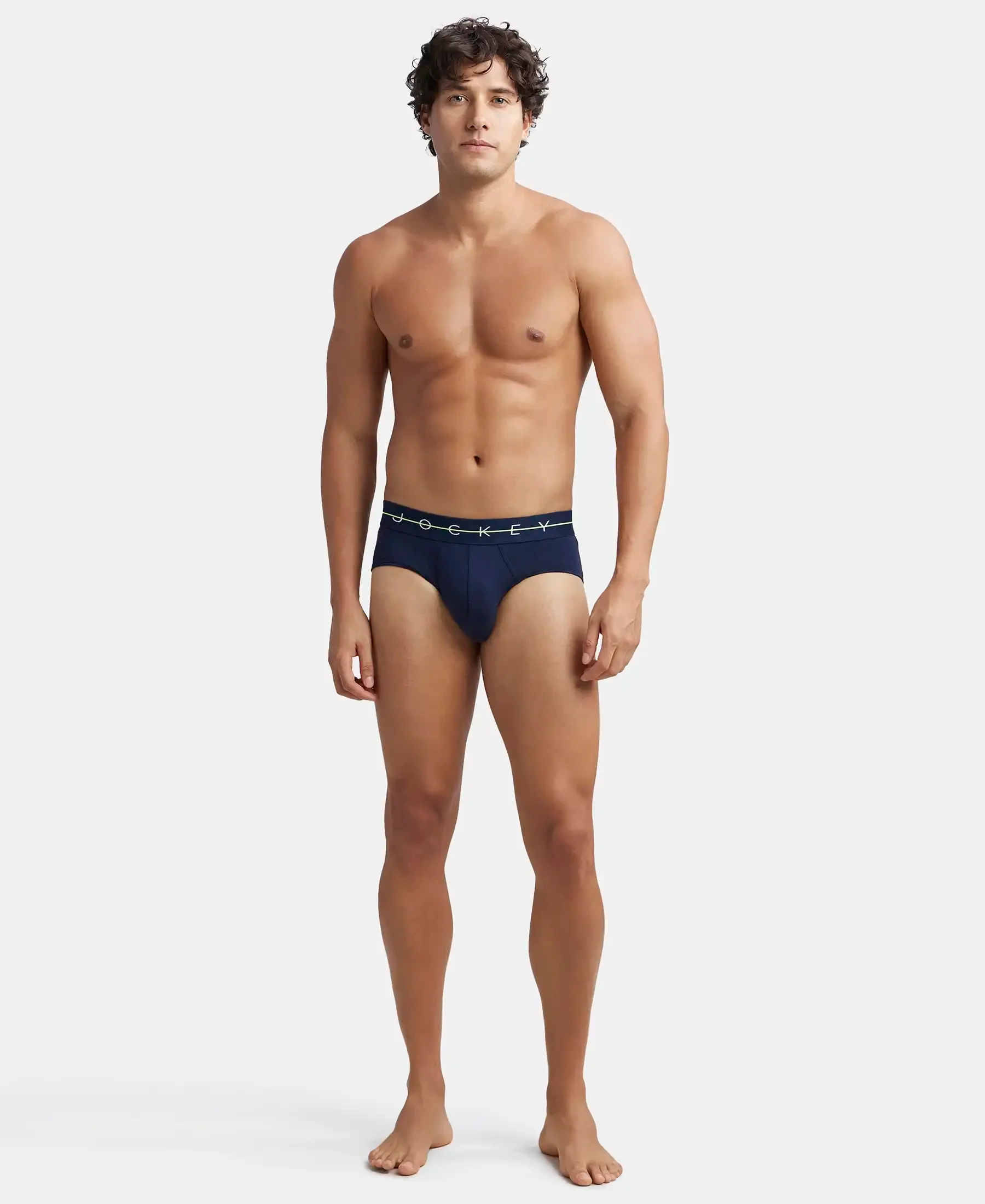 Super Combed Cotton Elastane Stretch Solid Brief with Ultrasoft Waistband - Navy & Black (Pack of 2) - Image 9