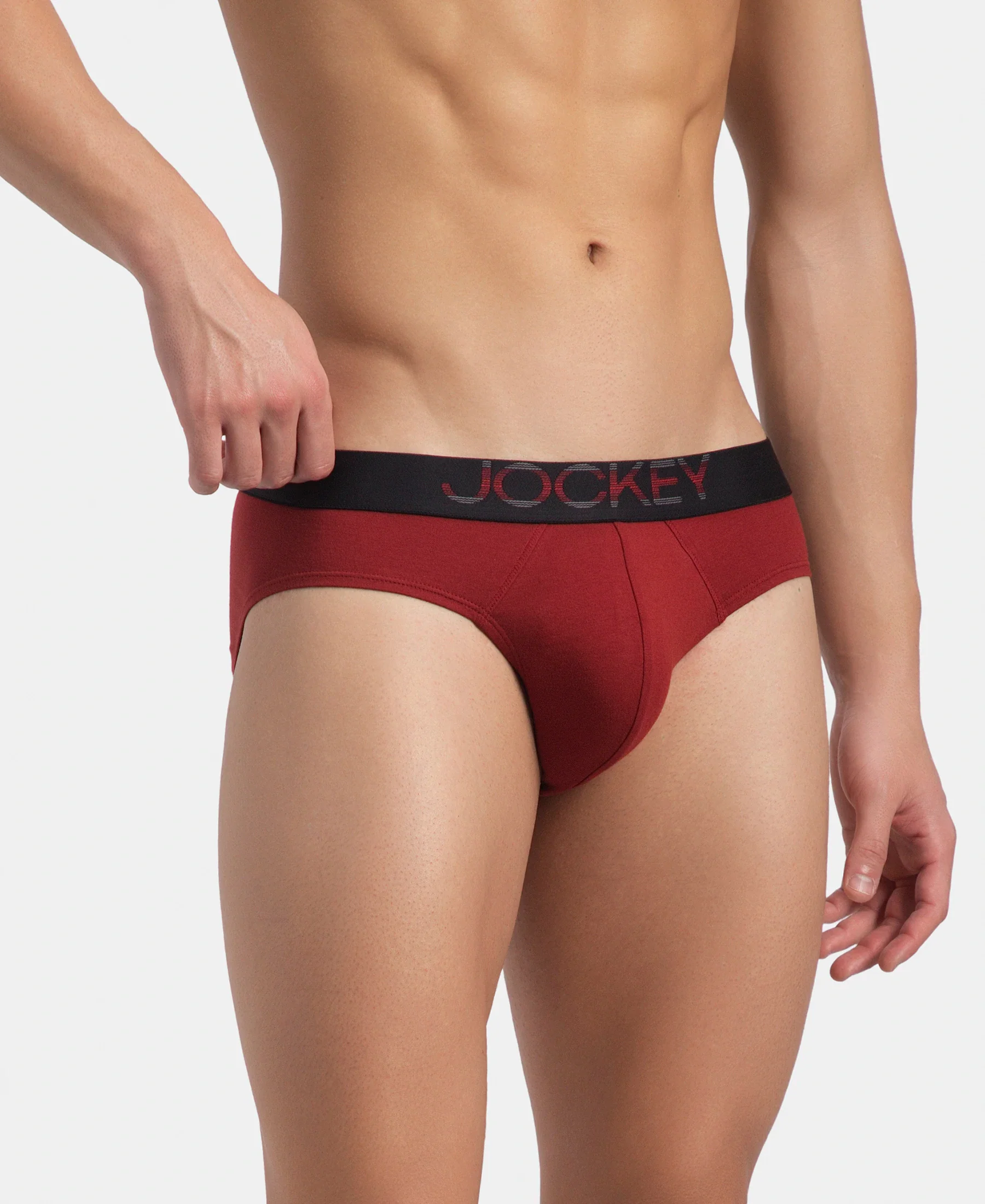 Super Combed Cotton Elastane Stretch Solid Brief with Ultrasoft Waistband - Sundried Tomato - Image 2
