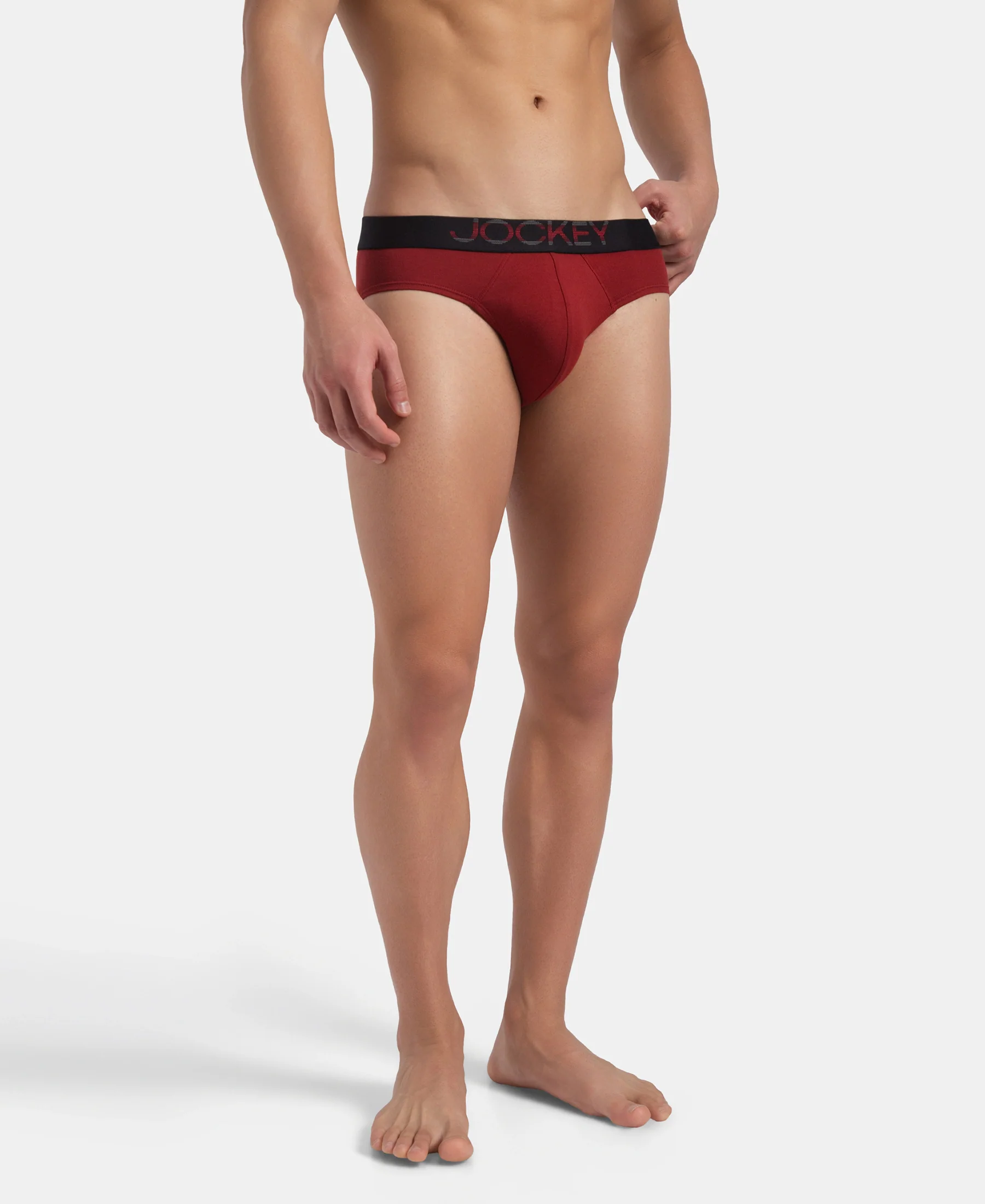 Super Combed Cotton Elastane Stretch Solid Brief with Ultrasoft Waistband - Sundried Tomato - Image 5