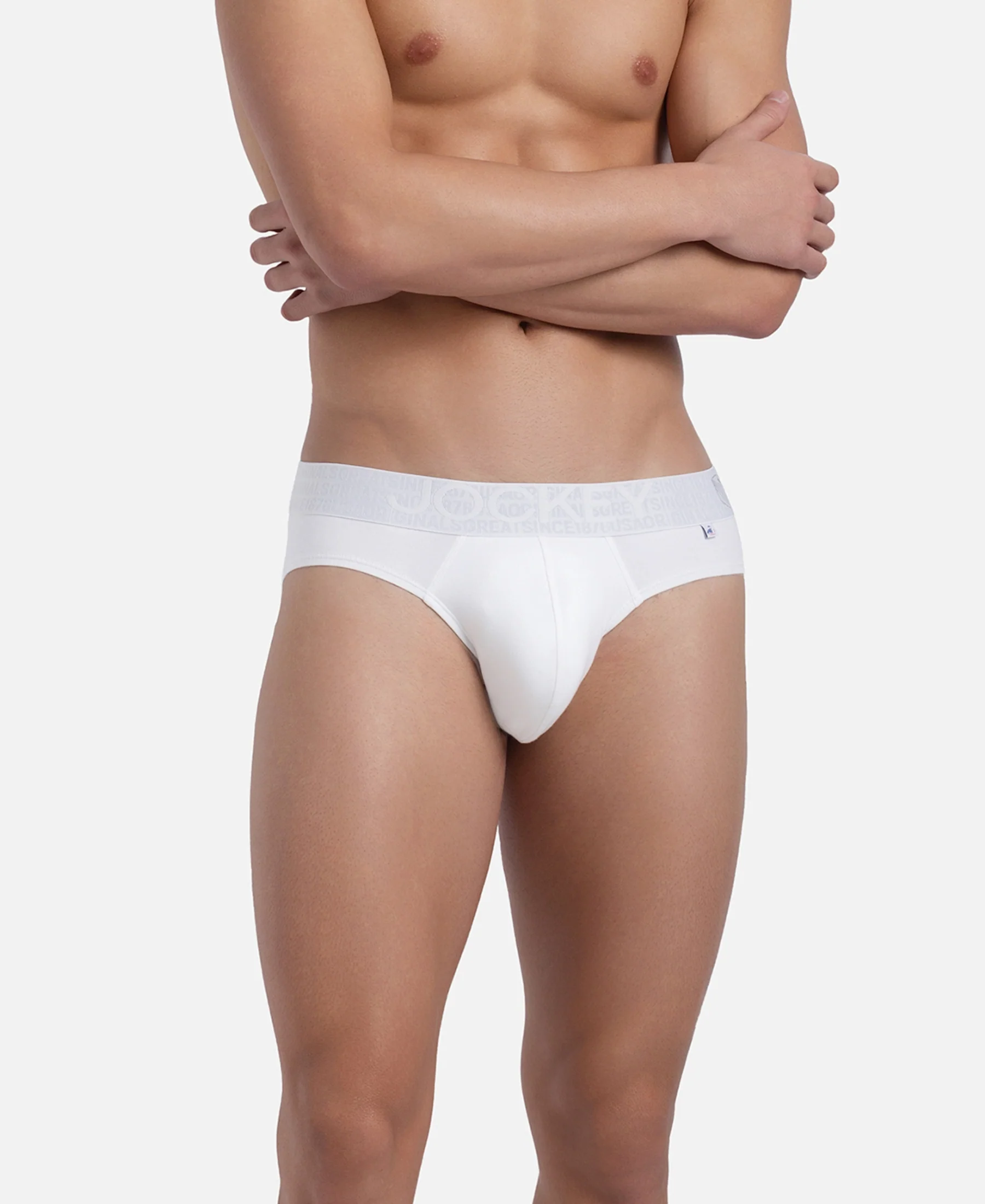 Super Combed Cotton Elastane Stretch Solid Brief with Ultrasoft Waistband - White (Pack of 2) - Image 7