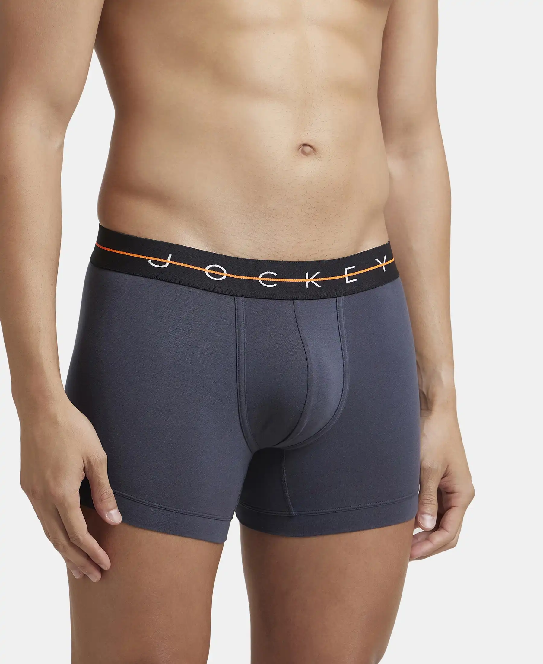 Super Combed Cotton Elastane Stretch Solid Trunk with Ultrasoft Waistband - Black & Graphite (Pack of 2) - Image 6