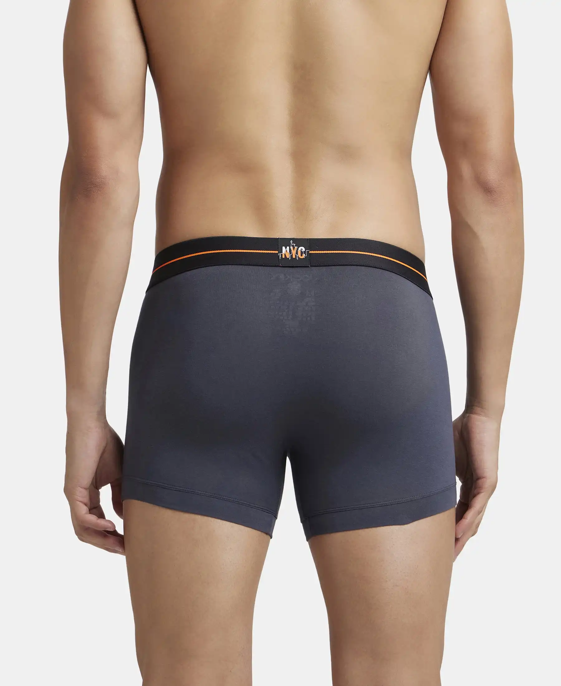 Super Combed Cotton Elastane Stretch Solid Trunk with Ultrasoft Waistband - Black & Graphite (Pack of 2) - Image 8