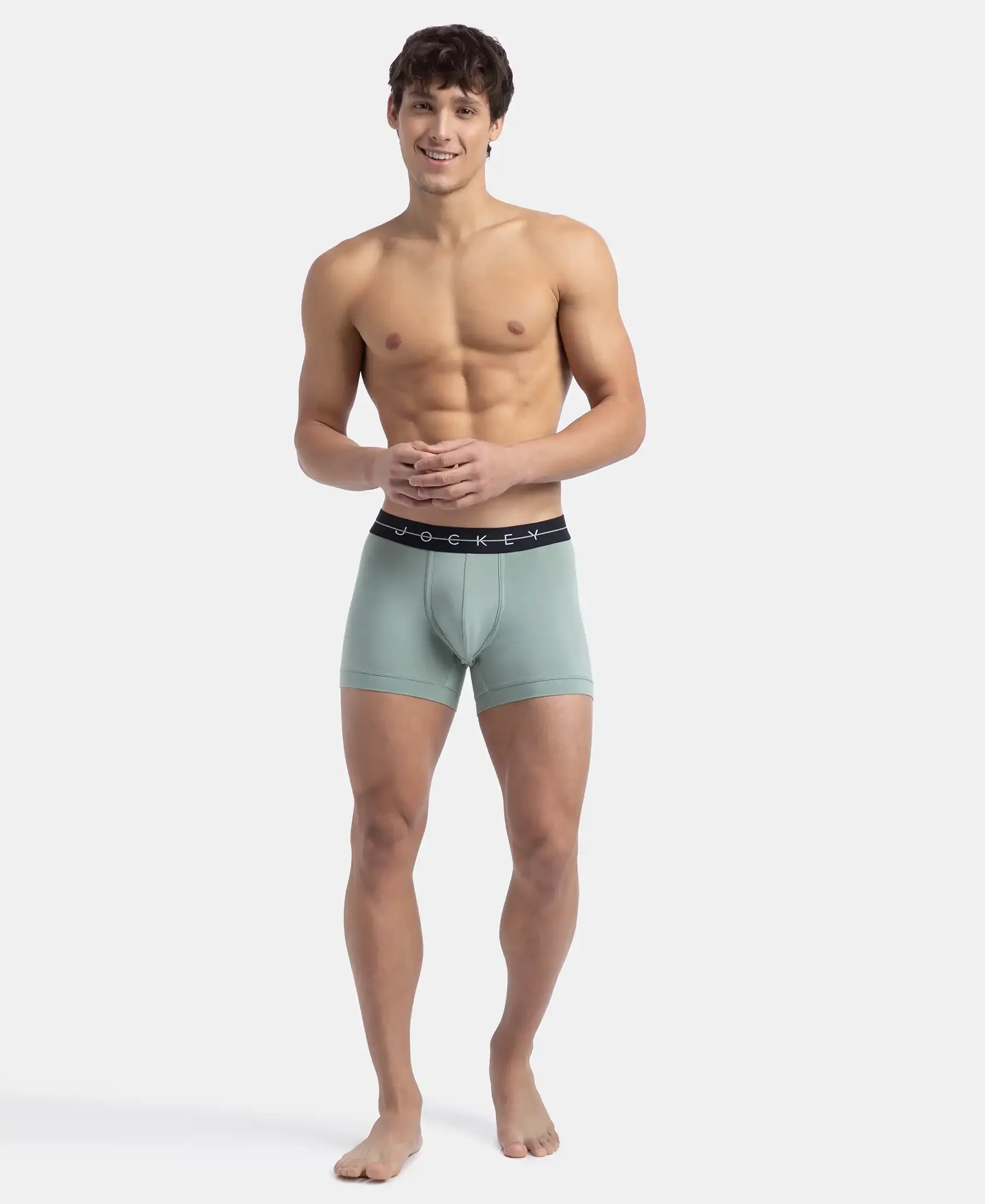 Super Combed Cotton Elastane Stretch Solid Trunk with Ultrasoft Waistband - Iceberg Green - Image 6