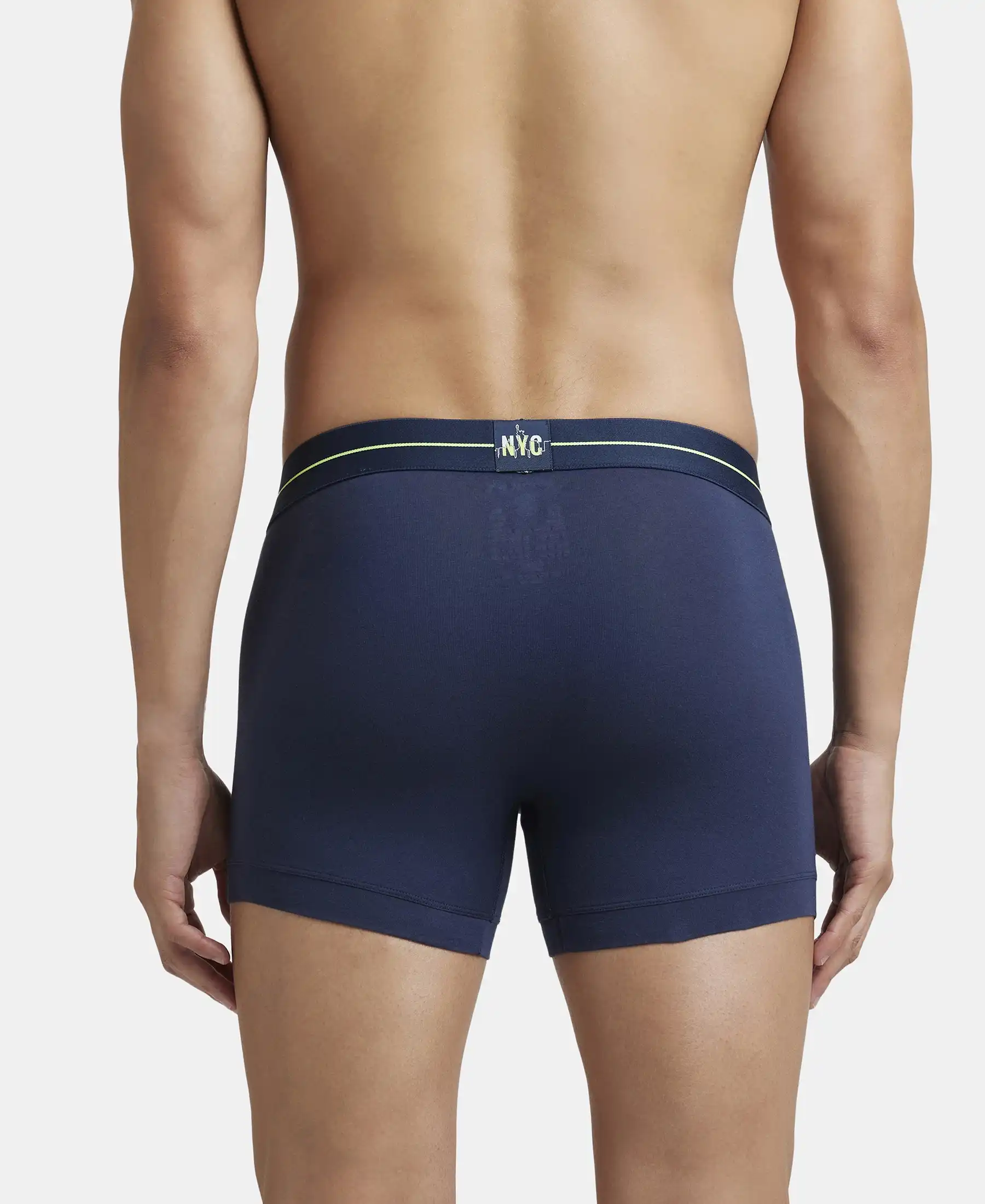 Super Combed Cotton Elastane Stretch Solid Trunk with Ultrasoft Waistband - Navy & Black (Pack of 2) - Image 8
