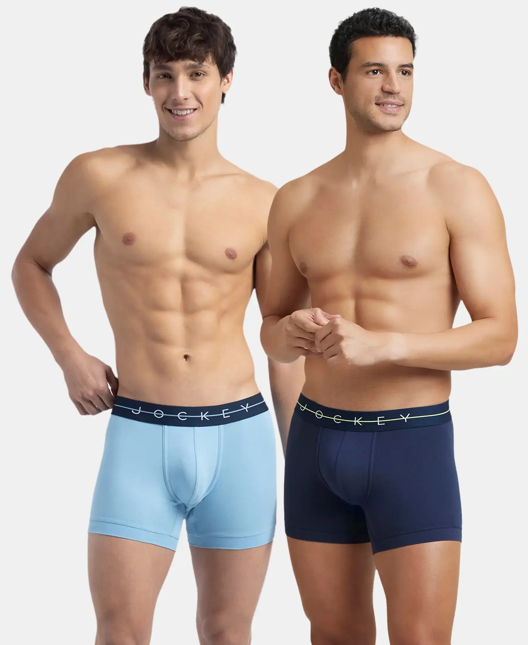 Super Combed Cotton Elastane Stretch Solid Trunk with Ultrasoft Waistband - Navy & Dusk Blue (Pack of 2) - Image 5